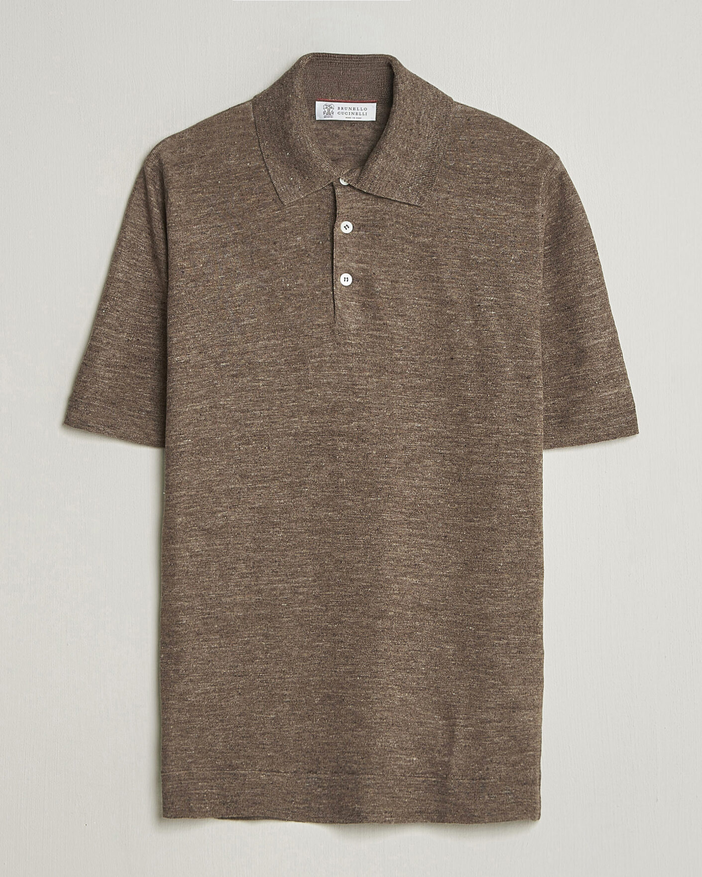 Herr | Pikéer | Brunello Cucinelli | Linen Knitted Polo Brown