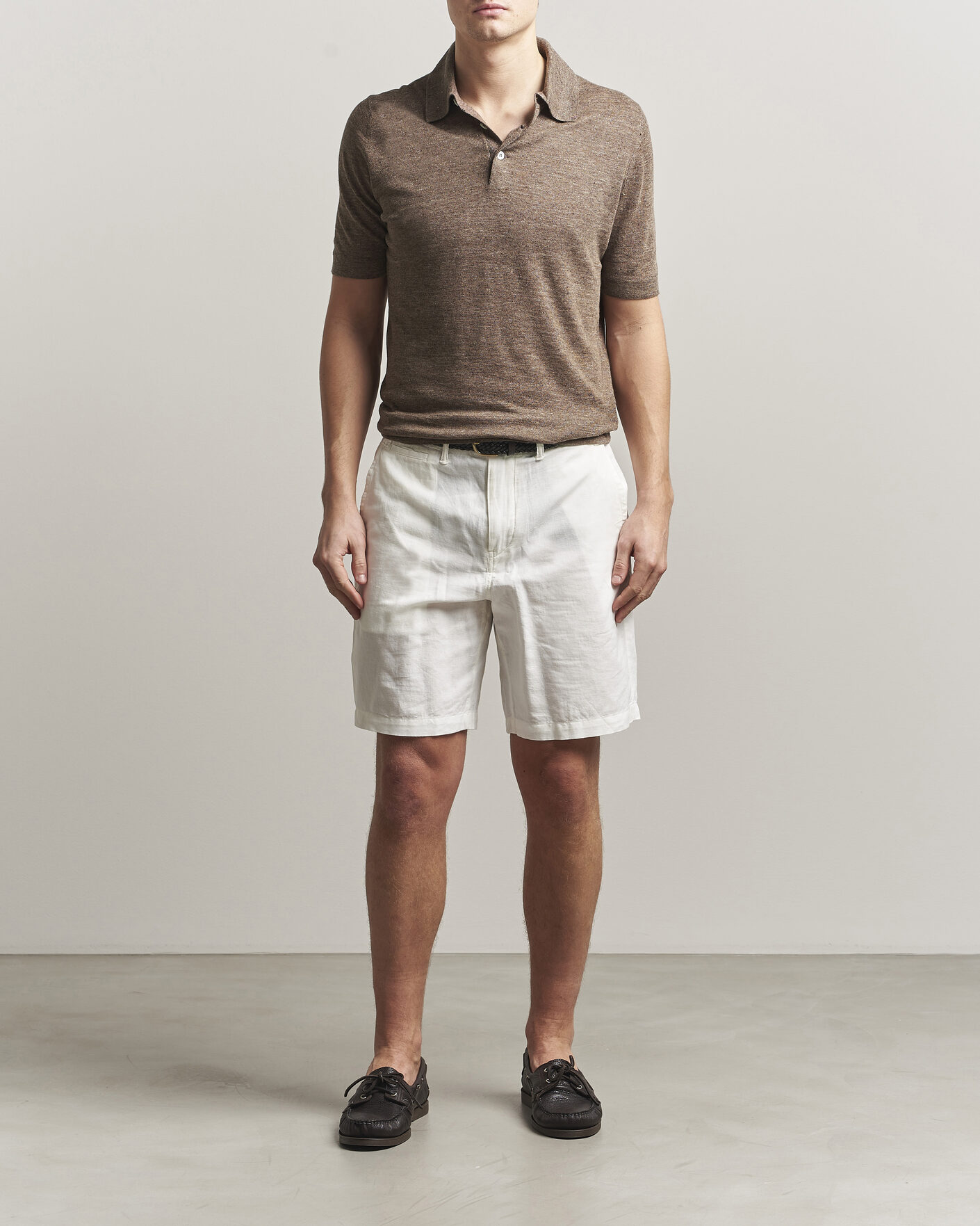 Herr | Pikéer | Brunello Cucinelli | Linen Knitted Polo Brown