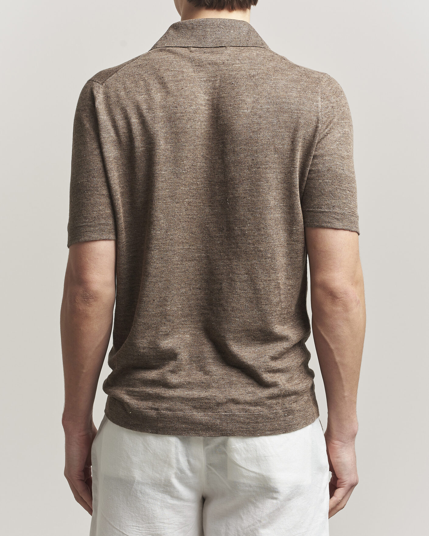 Herr | Pikéer | Brunello Cucinelli | Linen Knitted Polo Brown