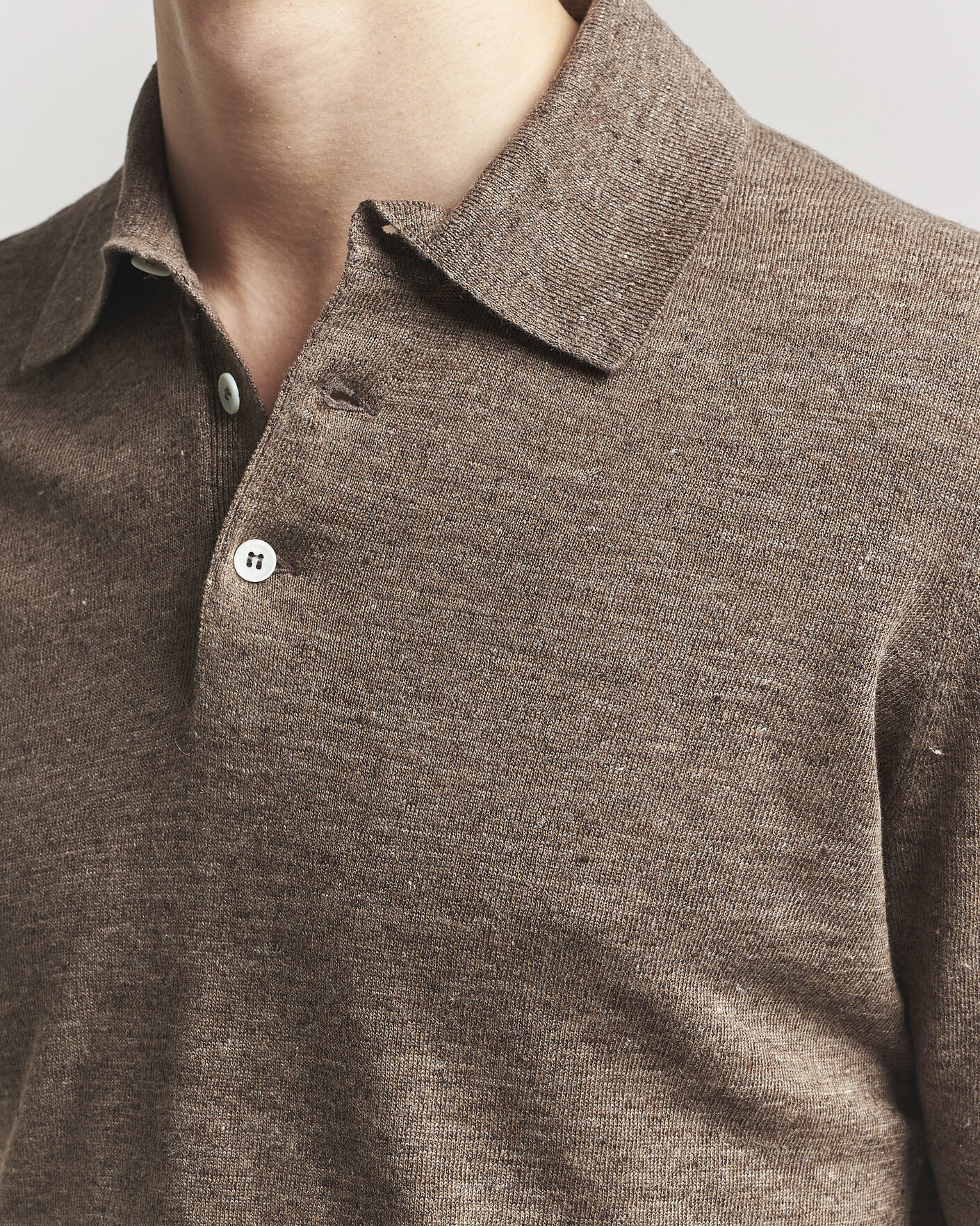 Herr | Pikéer | Brunello Cucinelli | Linen Knitted Polo Brown