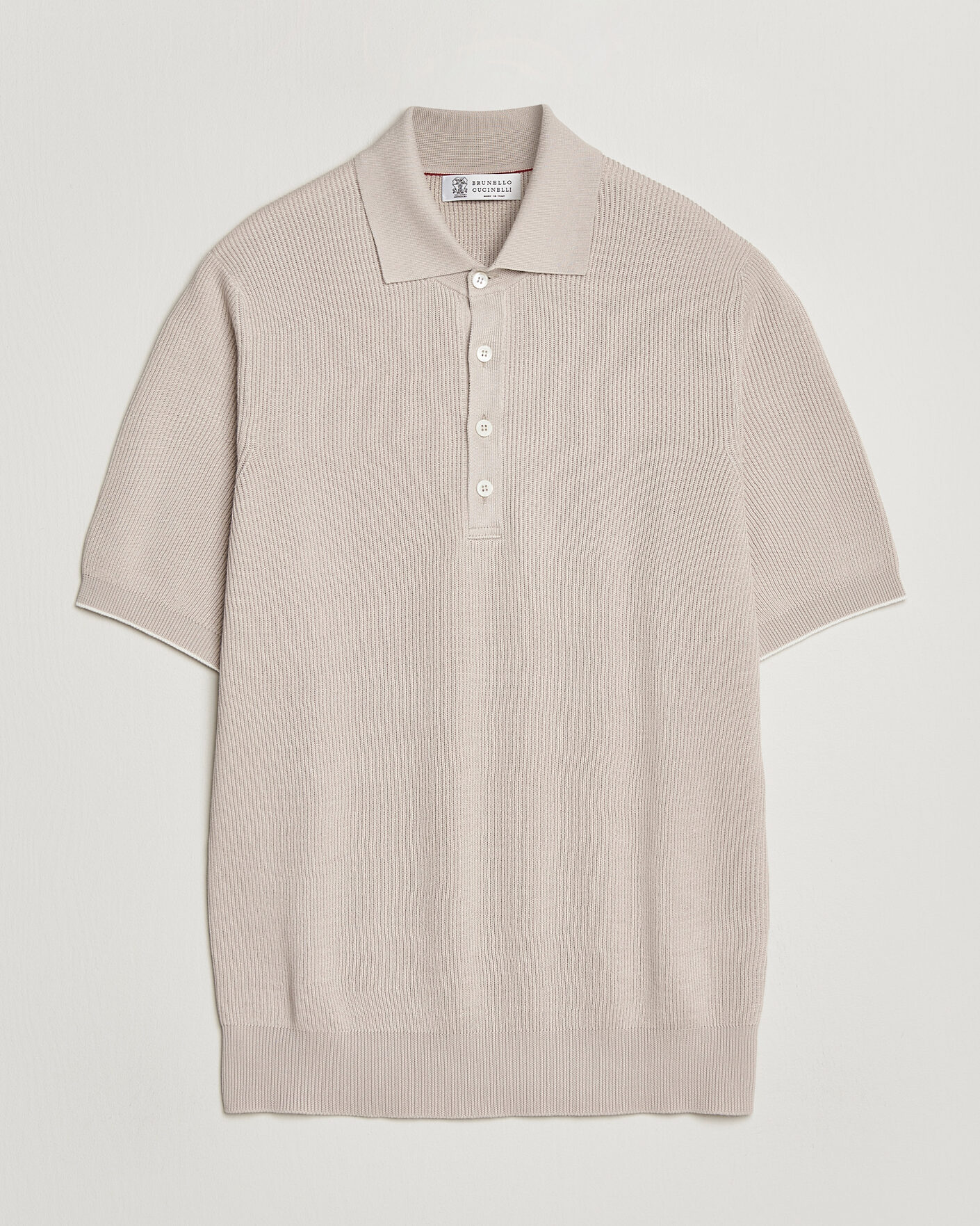 Herr | Pikéer | Brunello Cucinelli | Cotton Rib Knitted Polo Light Beige
