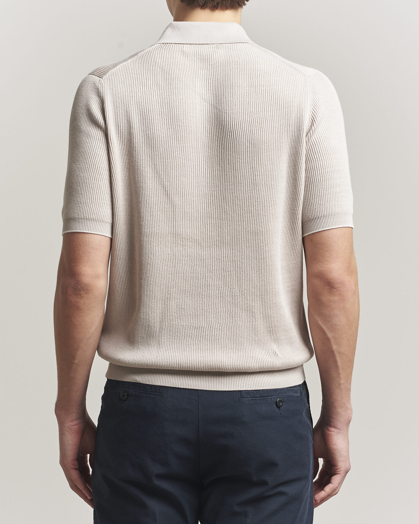 Herr | Pikéer | Brunello Cucinelli | Cotton Rib Knitted Polo Light Beige