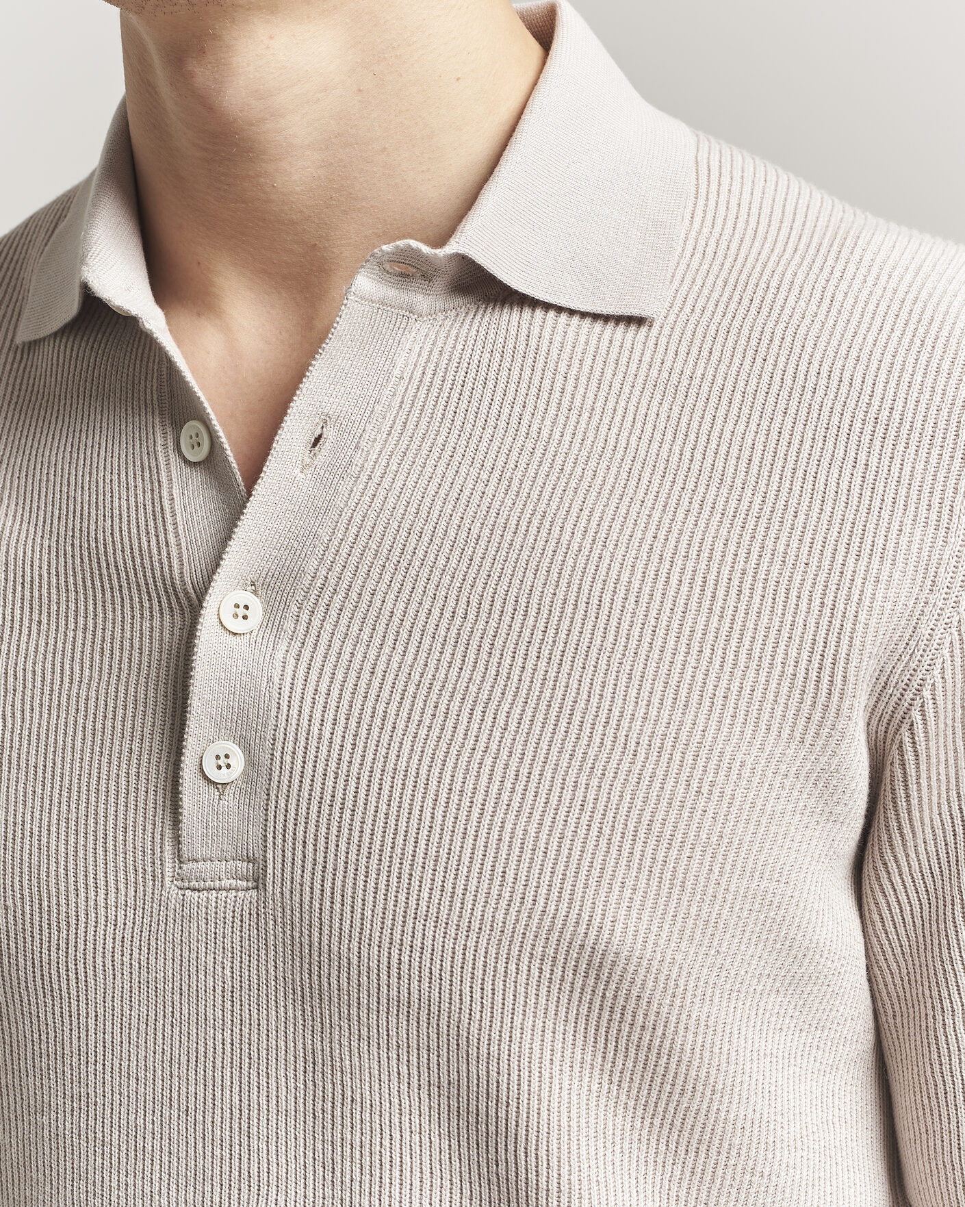 Herr | Pikéer | Brunello Cucinelli | Cotton Rib Knitted Polo Light Beige