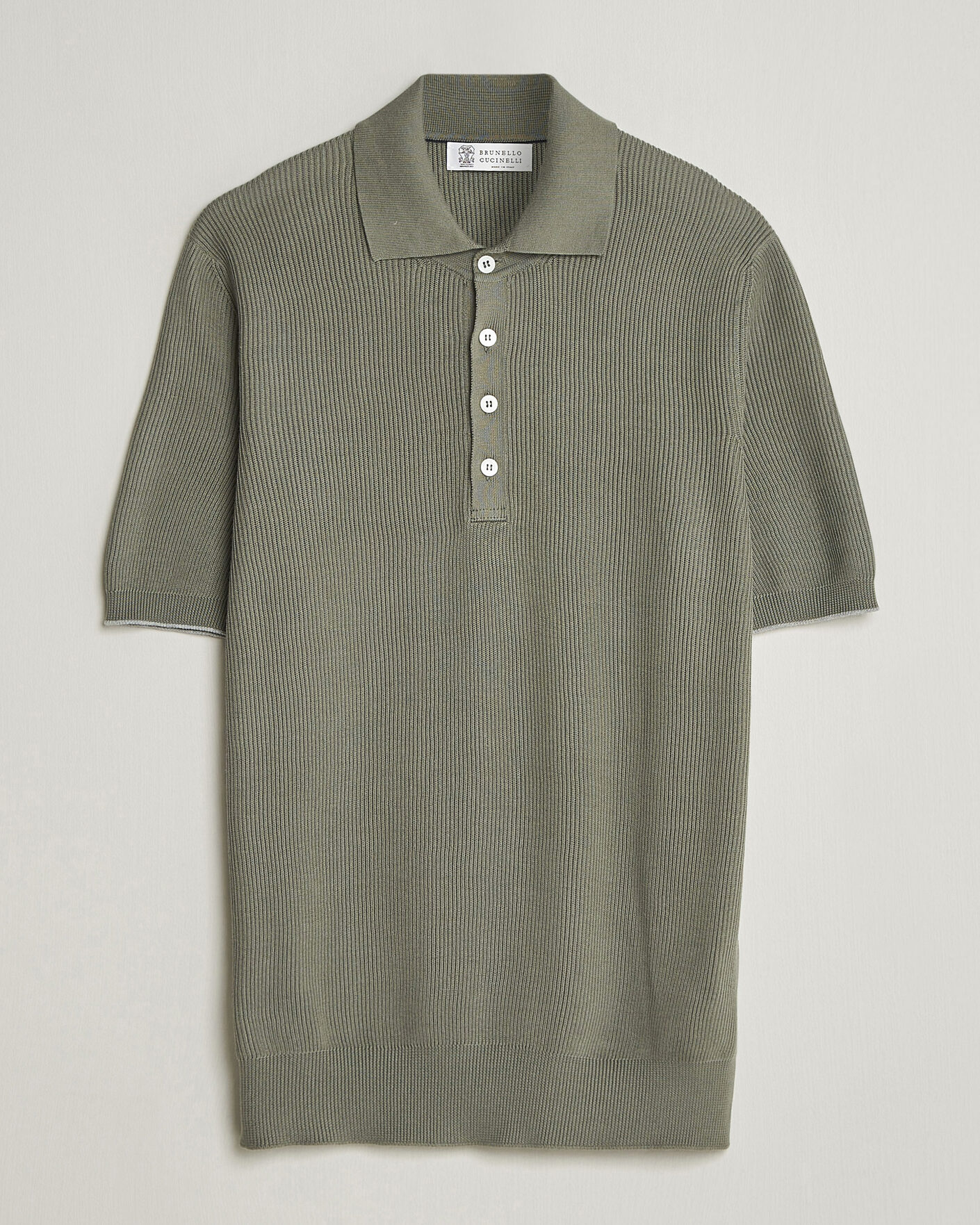 Herr | Pikéer | Brunello Cucinelli | Cotton Rib Knitted Polo Olive