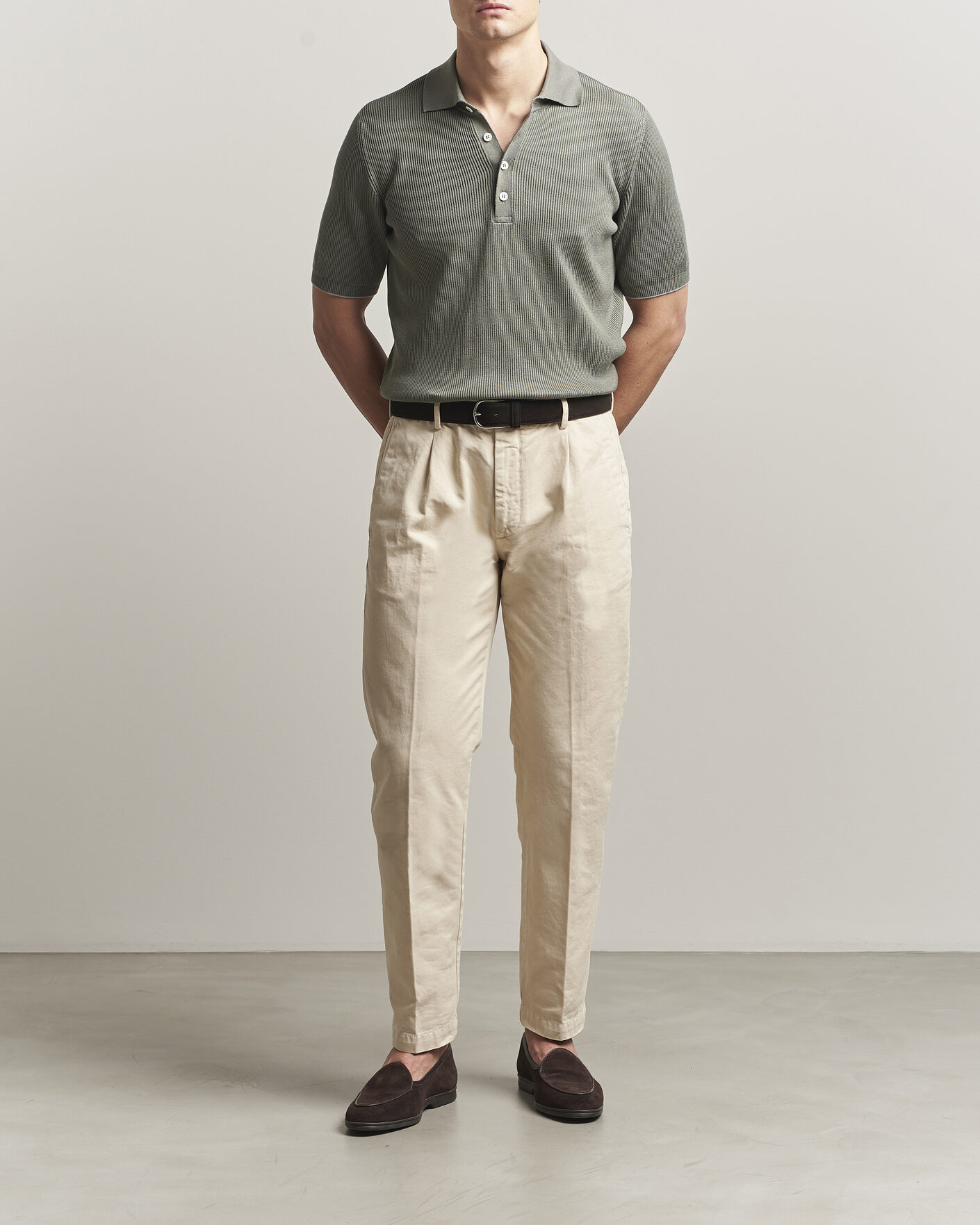 Herr | Pikéer | Brunello Cucinelli | Cotton Rib Knitted Polo Olive