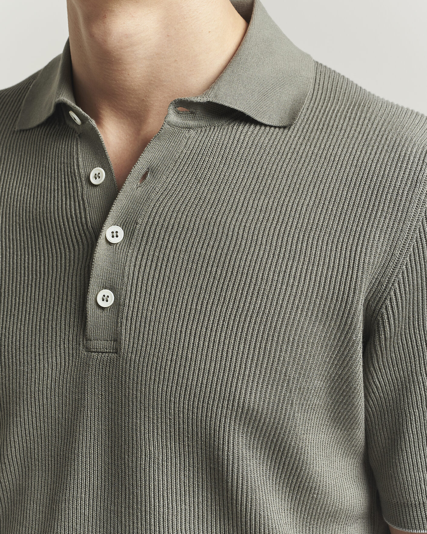 Herr | Pikéer | Brunello Cucinelli | Cotton Rib Knitted Polo Olive