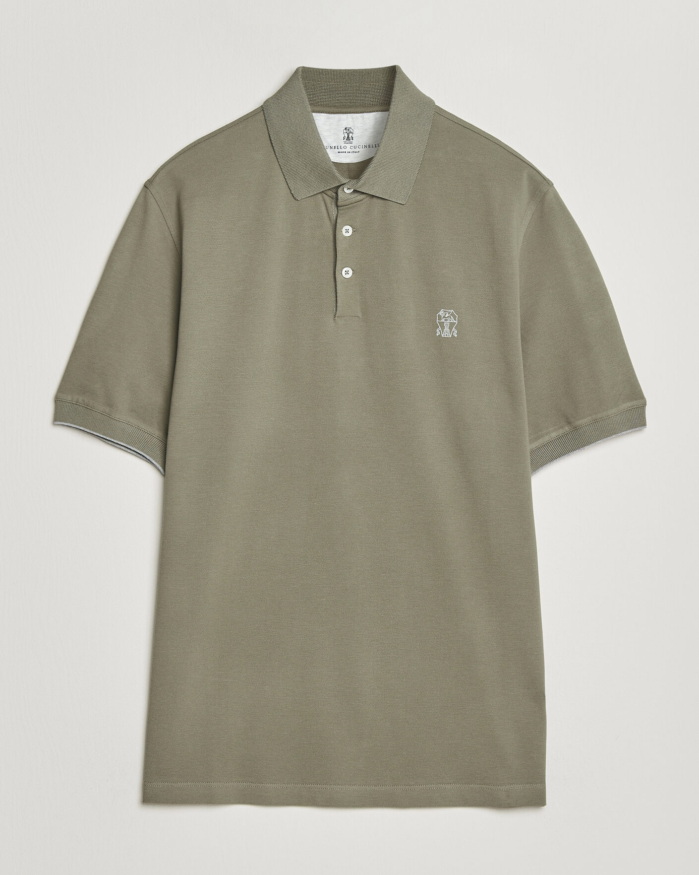 Herr | Pikéer | Brunello Cucinelli | Short Sleeve Logo Polo Olive