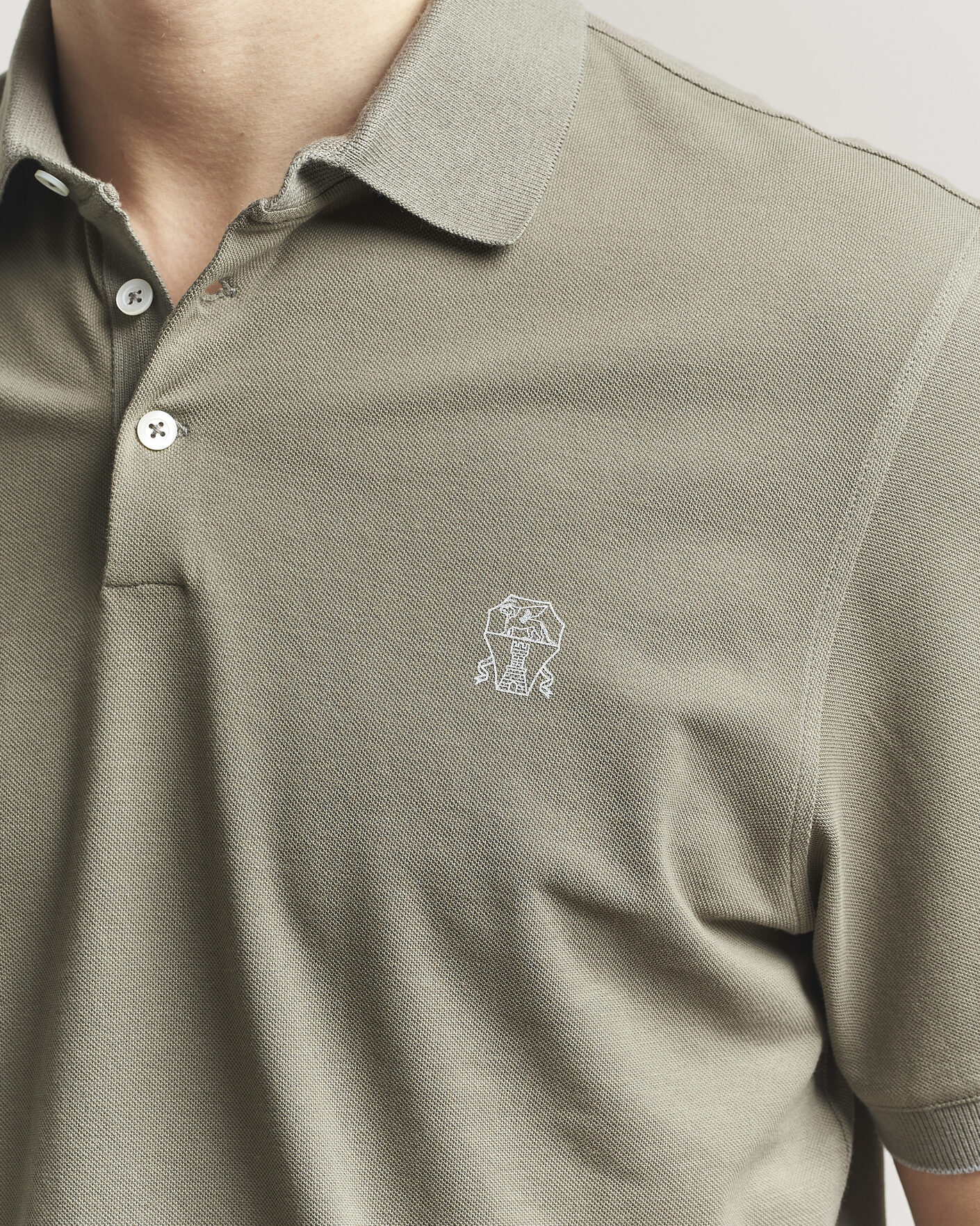 Herr | Pikéer | Brunello Cucinelli | Short Sleeve Logo Polo Olive