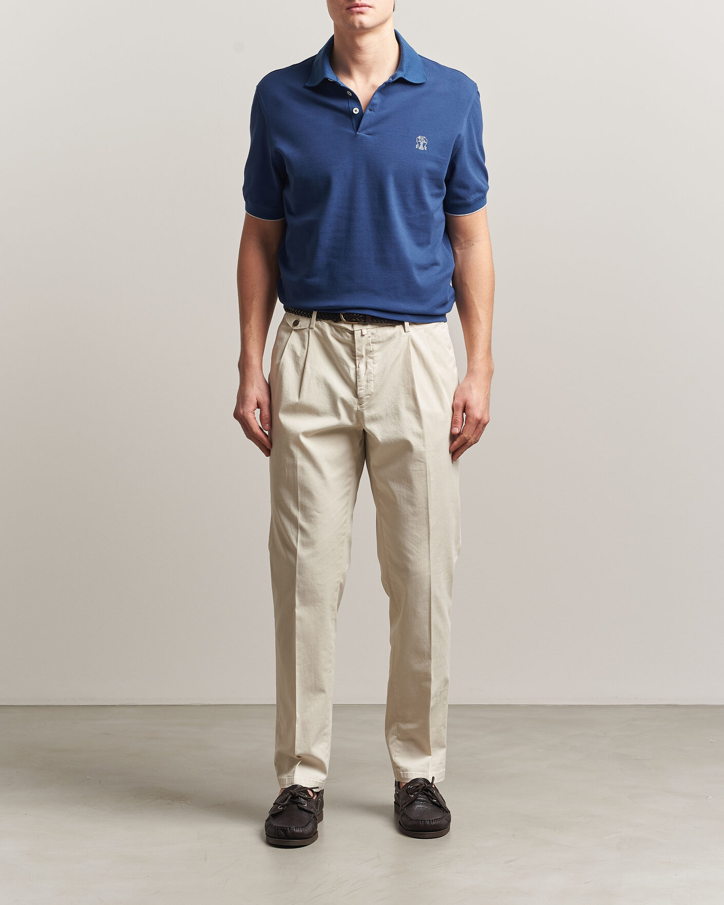 Herr | Pikéer | Brunello Cucinelli | Short Sleeve Logo Polo Blue
