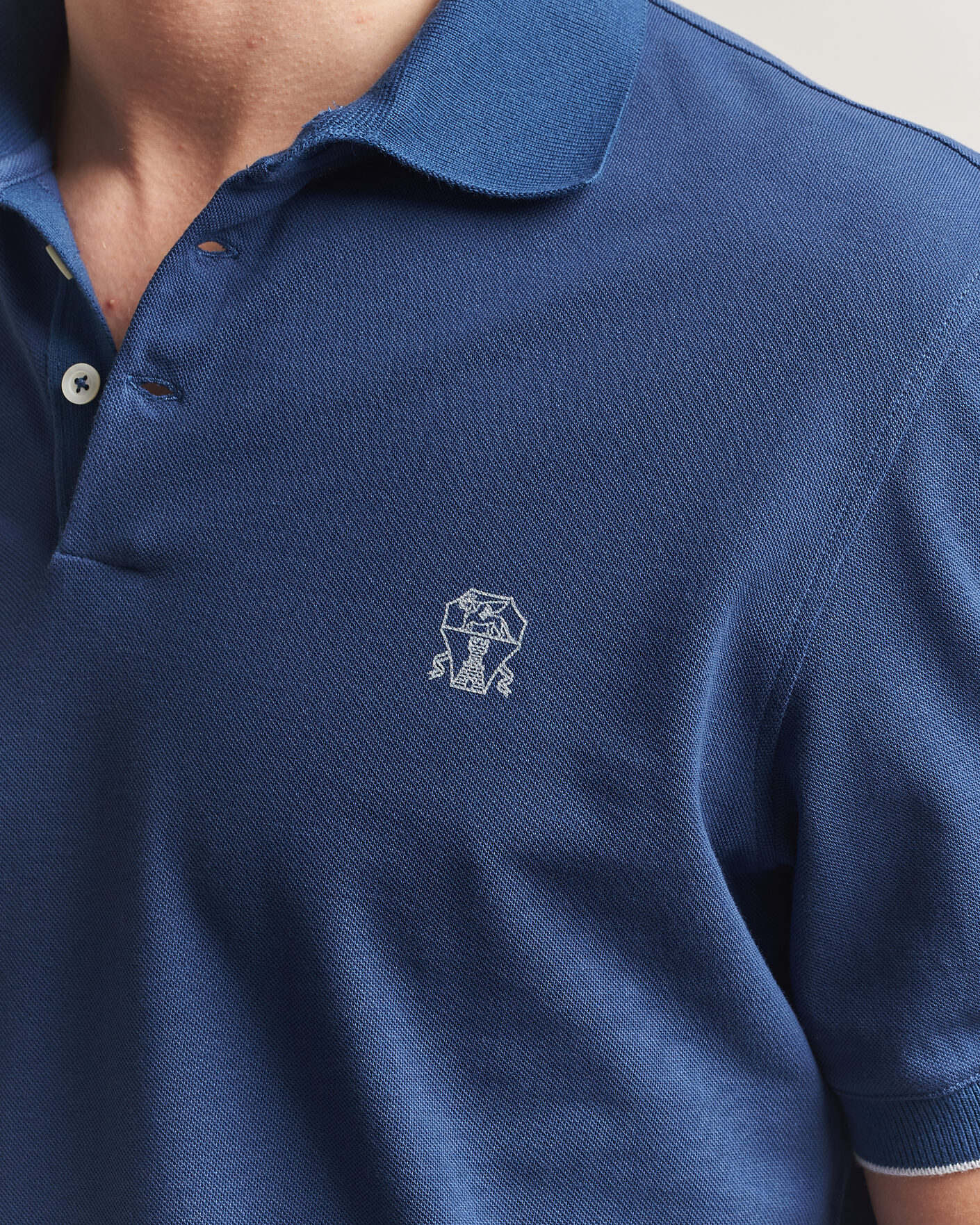 Herr | Pikéer | Brunello Cucinelli | Short Sleeve Logo Polo Blue