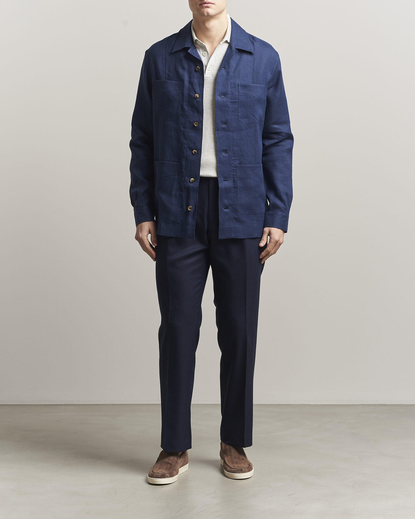 Herr | Skjortor | Brunello Cucinelli | Linen Shirt Jacket Navy