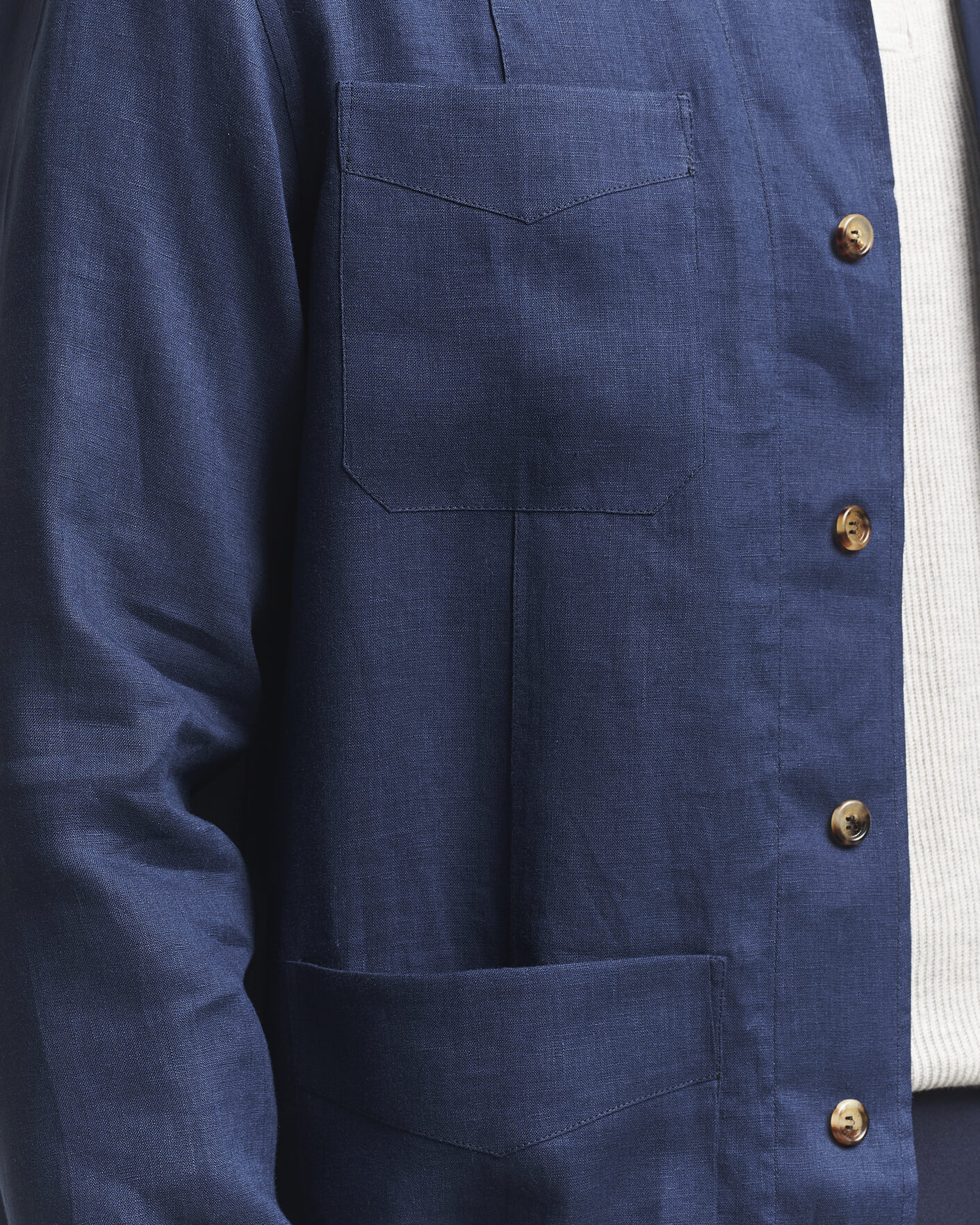 Herr | Skjortor | Brunello Cucinelli | Linen Shirt Jacket Navy