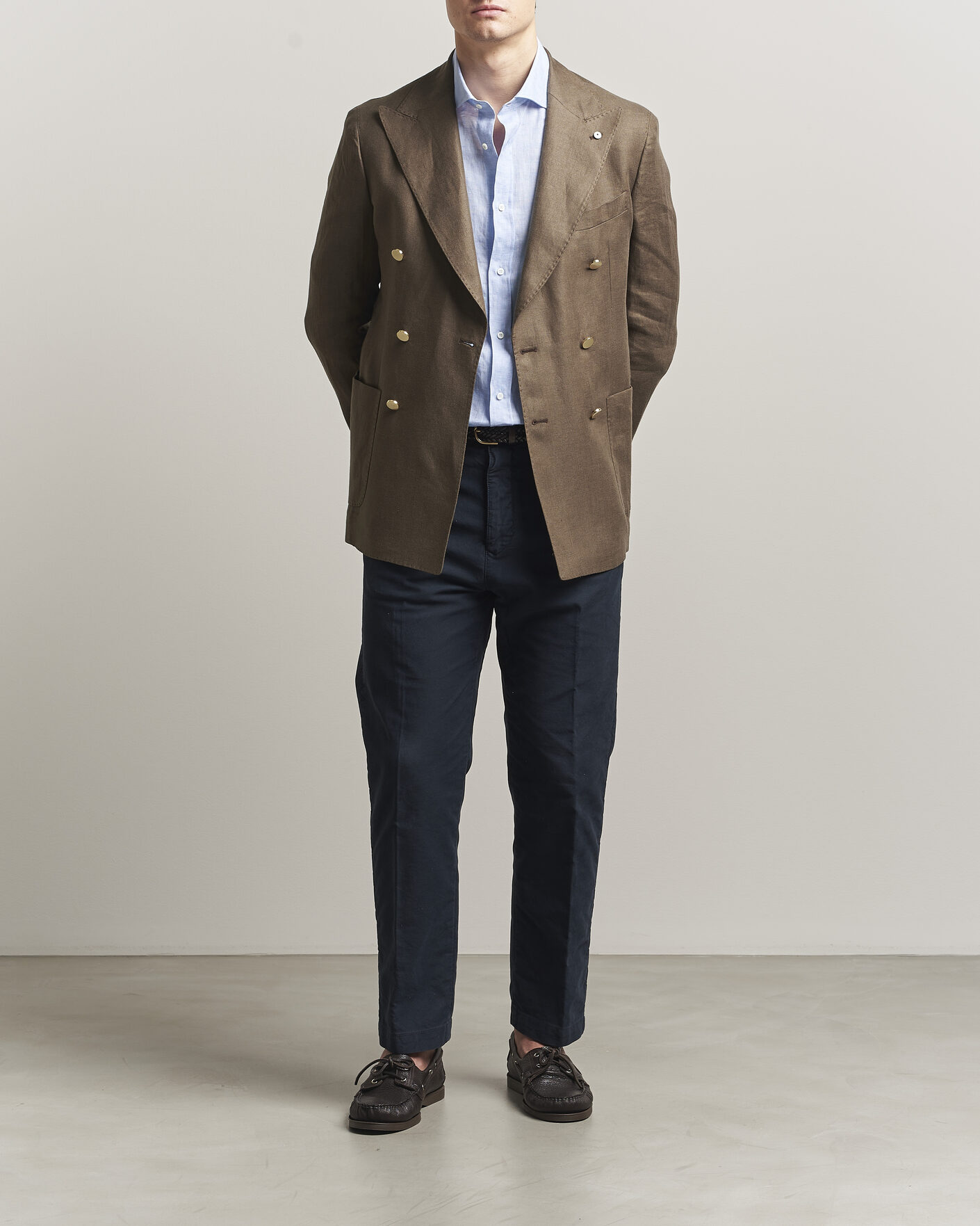 Herr | Skjortor | Brunello Cucinelli | Easy Fit Linen Shirt Light Blue