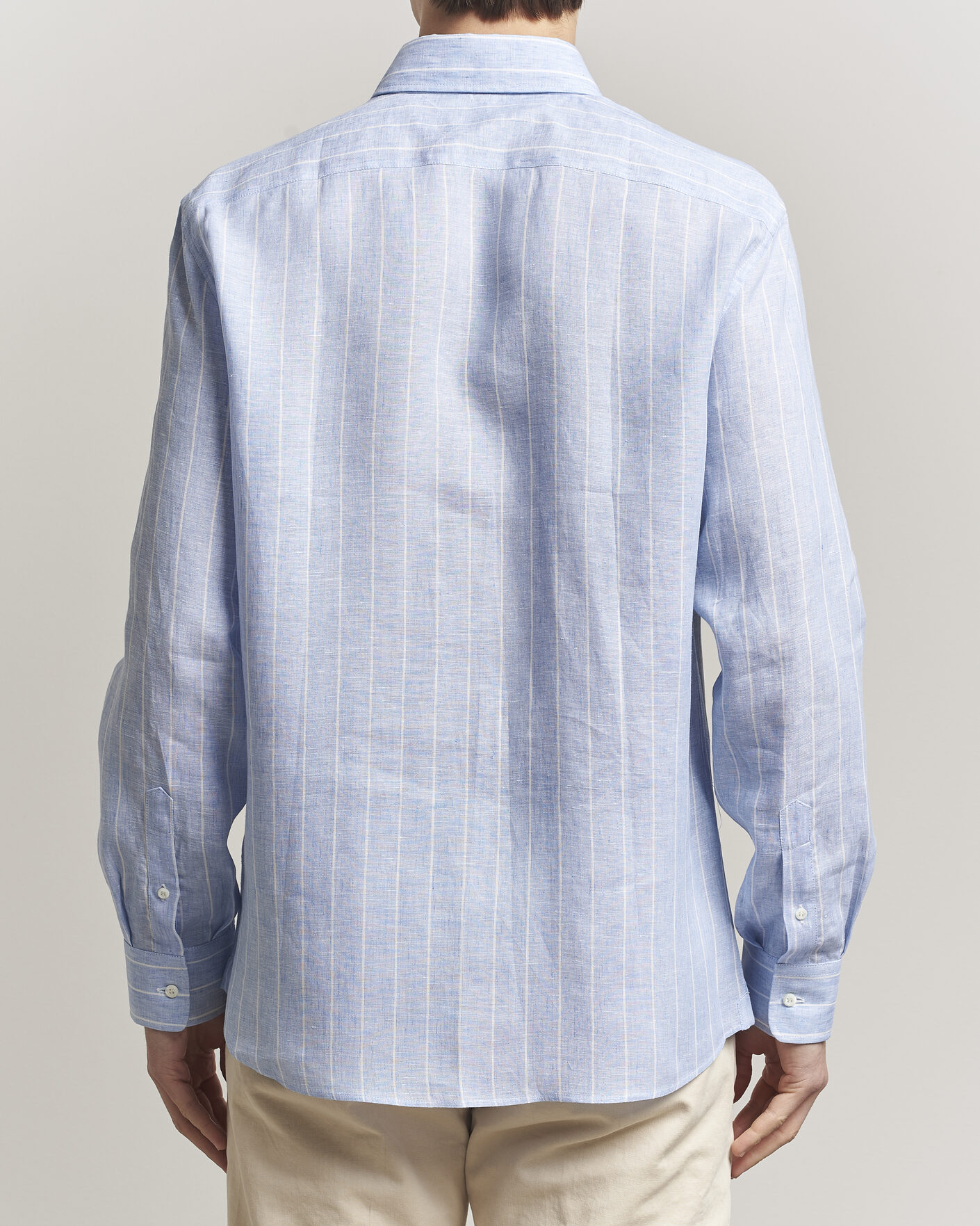Herr | Skjortor | Brunello Cucinelli | Easy Fit Linen Shirt Light Blue Stripe