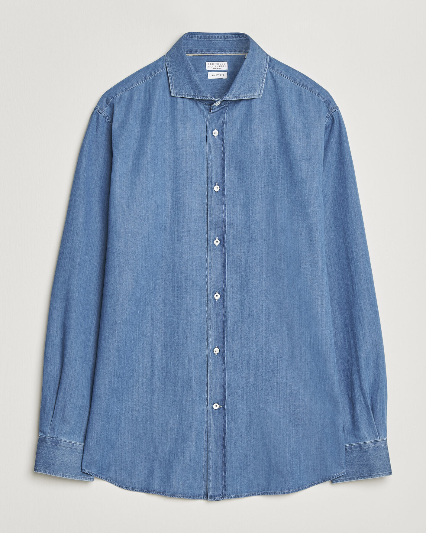 Herr | Skjortor | Brunello Cucinelli | Easy Fit Denim Shirt Medium Blue Wash
