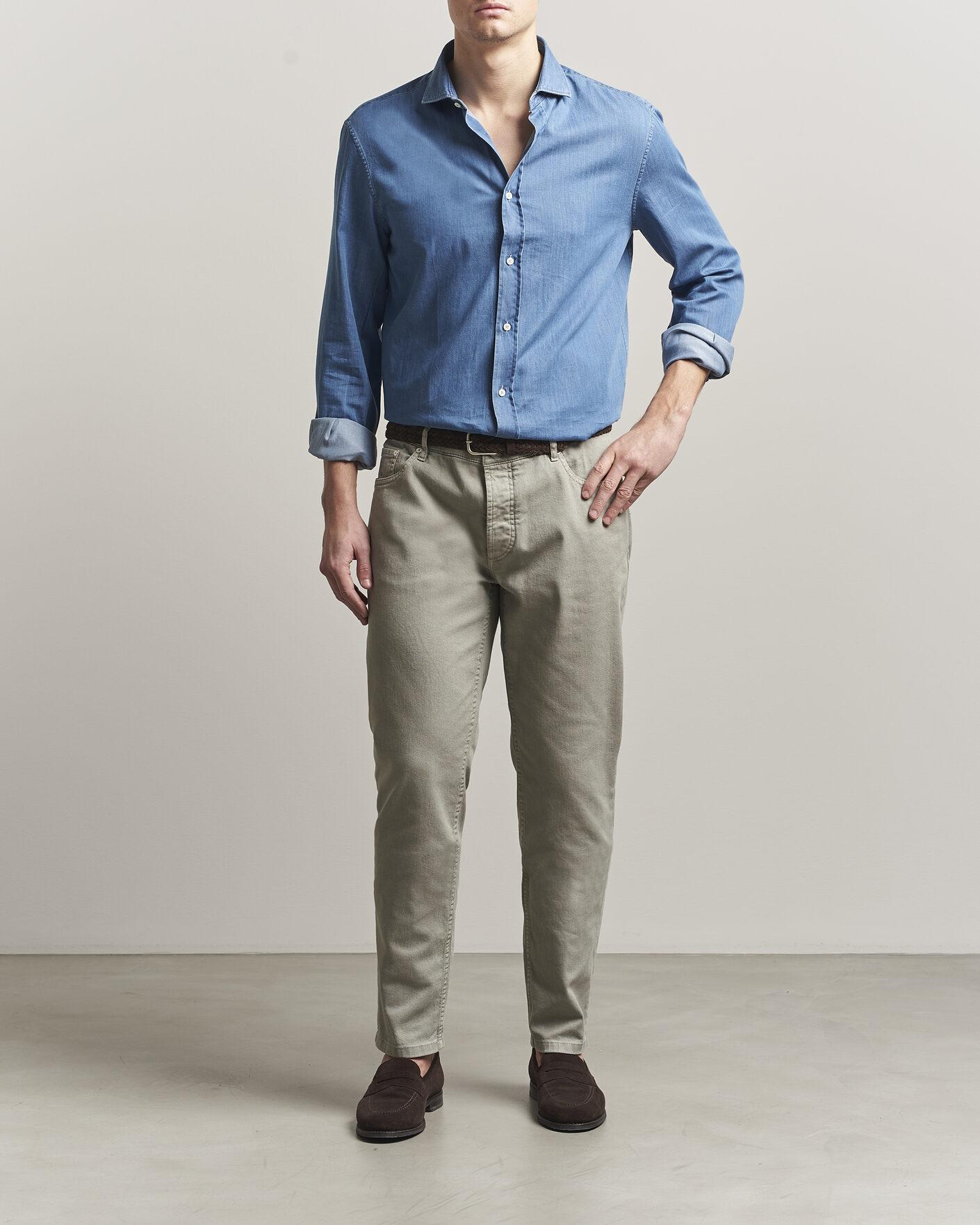 Herr | Skjortor | Brunello Cucinelli | Easy Fit Denim Shirt Medium Blue Wash