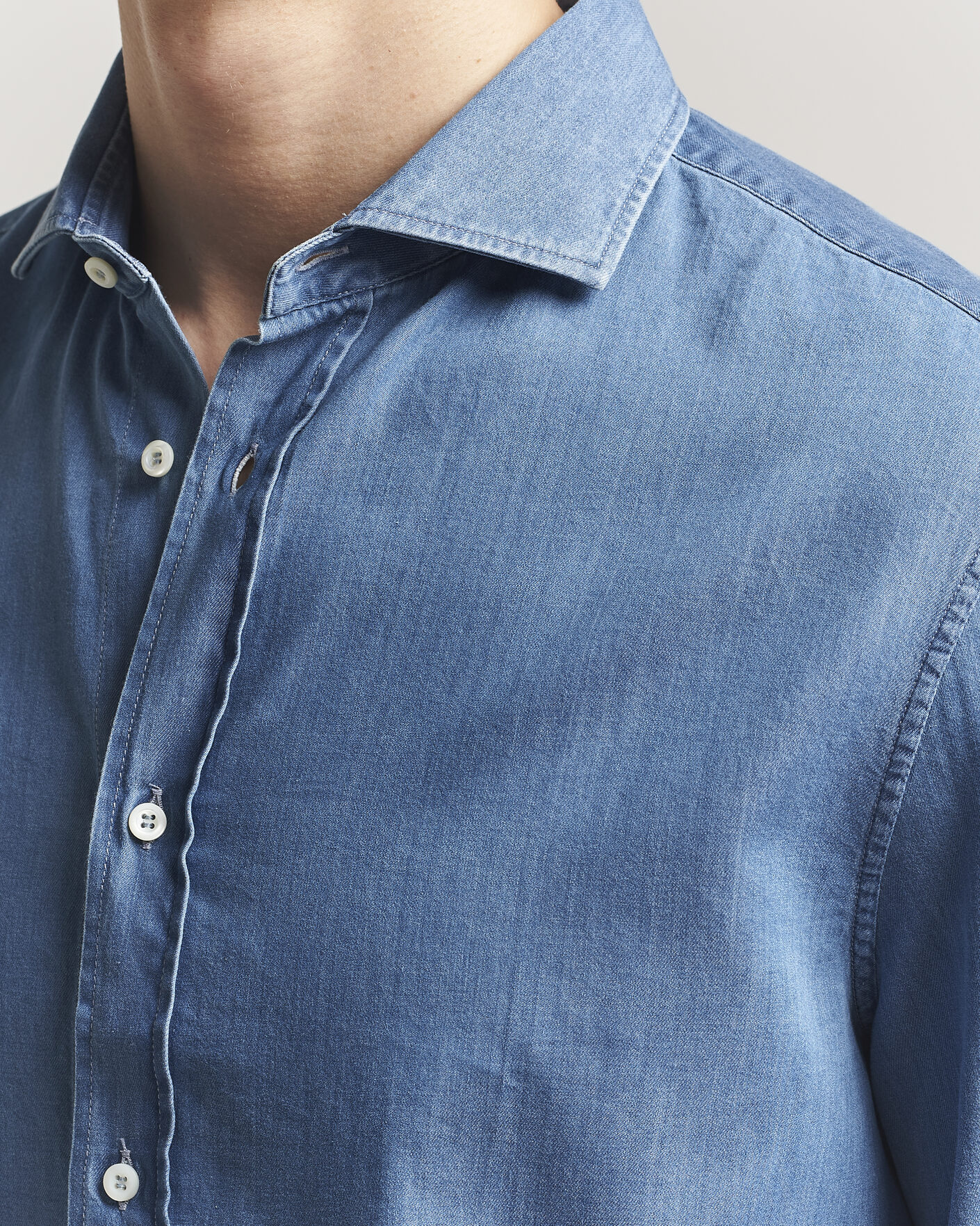 Herr | Skjortor | Brunello Cucinelli | Easy Fit Denim Shirt Medium Blue Wash