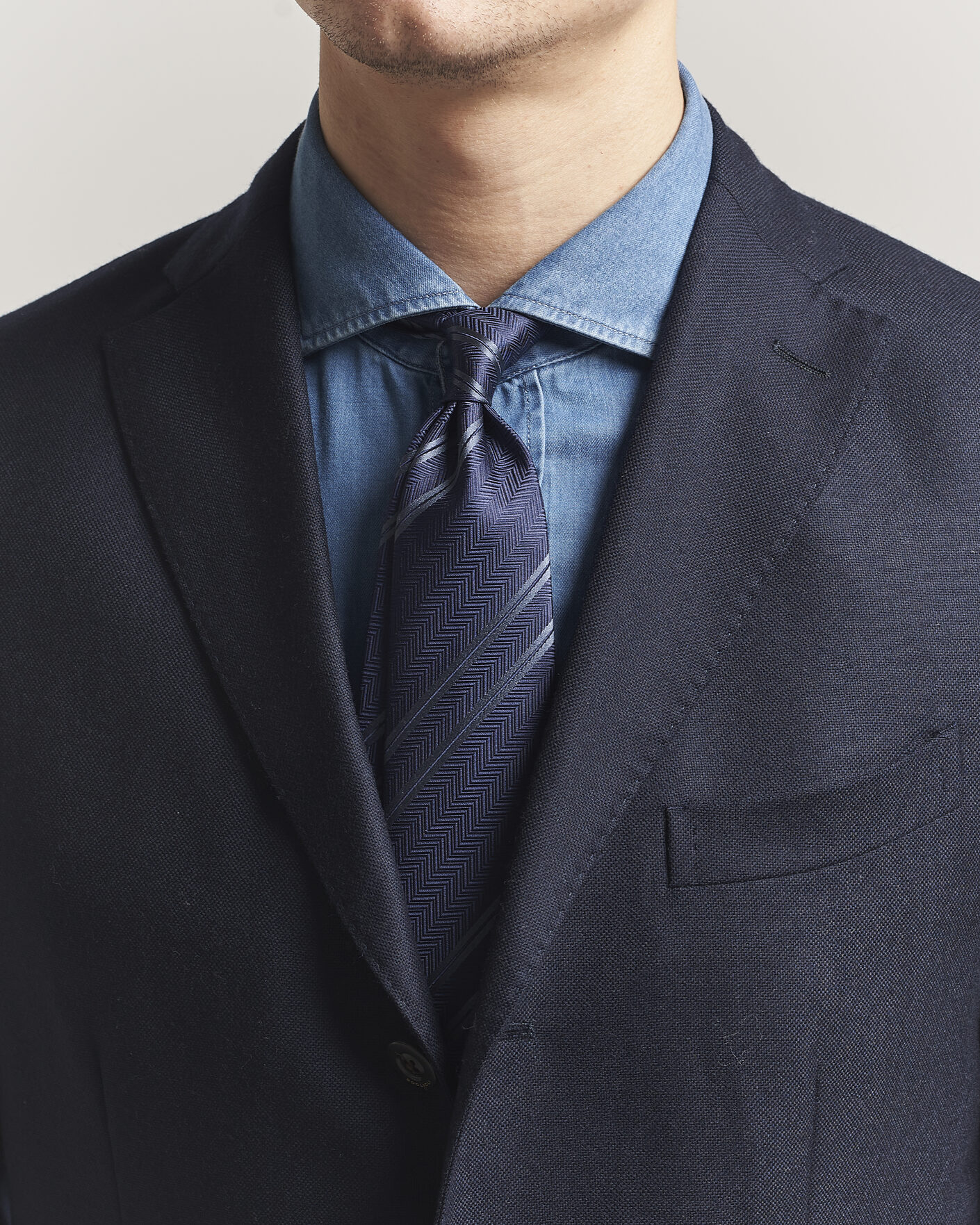 Herr | Slipsar | Brunello Cucinelli | Regimental Stripe Silk Tie Navy