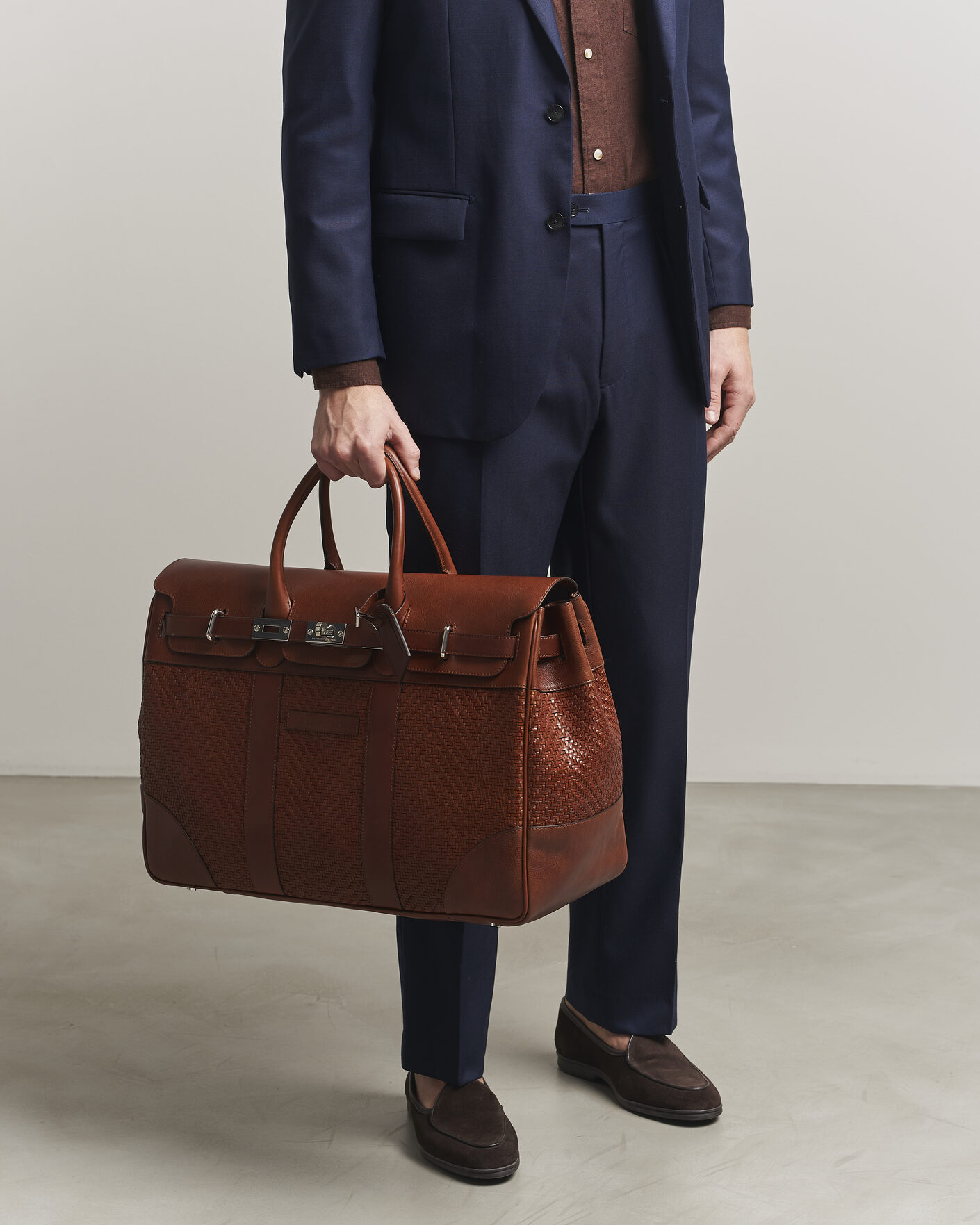 Herr | Väskor | Brunello Cucinelli | Woven Leather Duffle Bag Burnished Calf