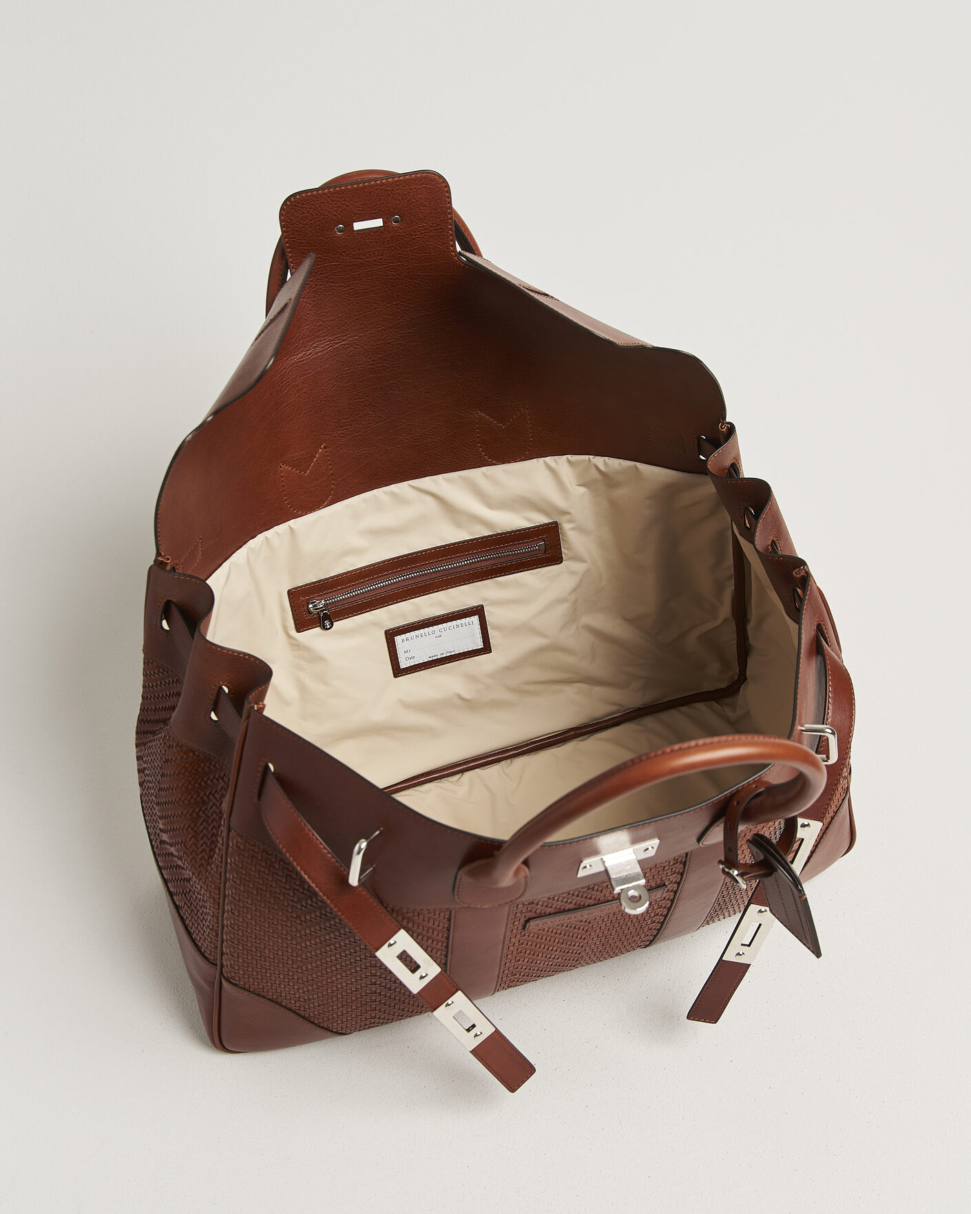 Herr | Väskor | Brunello Cucinelli | Woven Leather Duffle Bag Burnished Calf