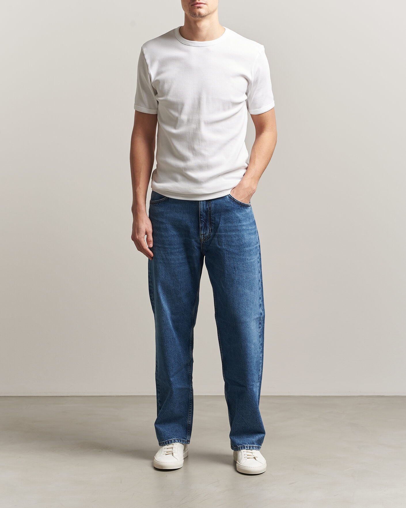 Herr | T-Shirts | Bread & Boxers | Ribbed Crew Neck T-Shirt White