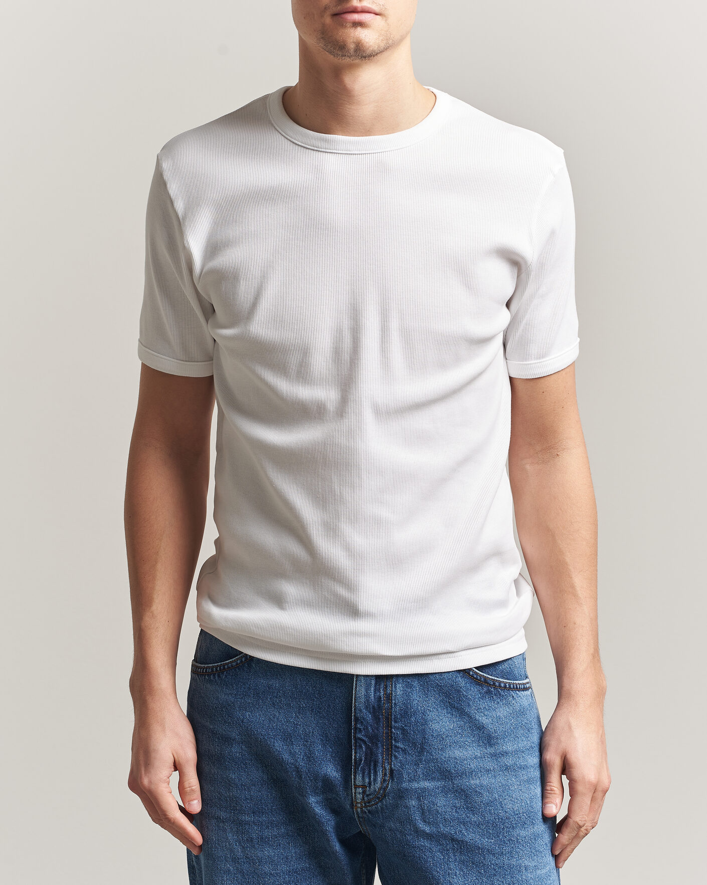 Herr | T-Shirts | Bread & Boxers | Ribbed Crew Neck T-Shirt White