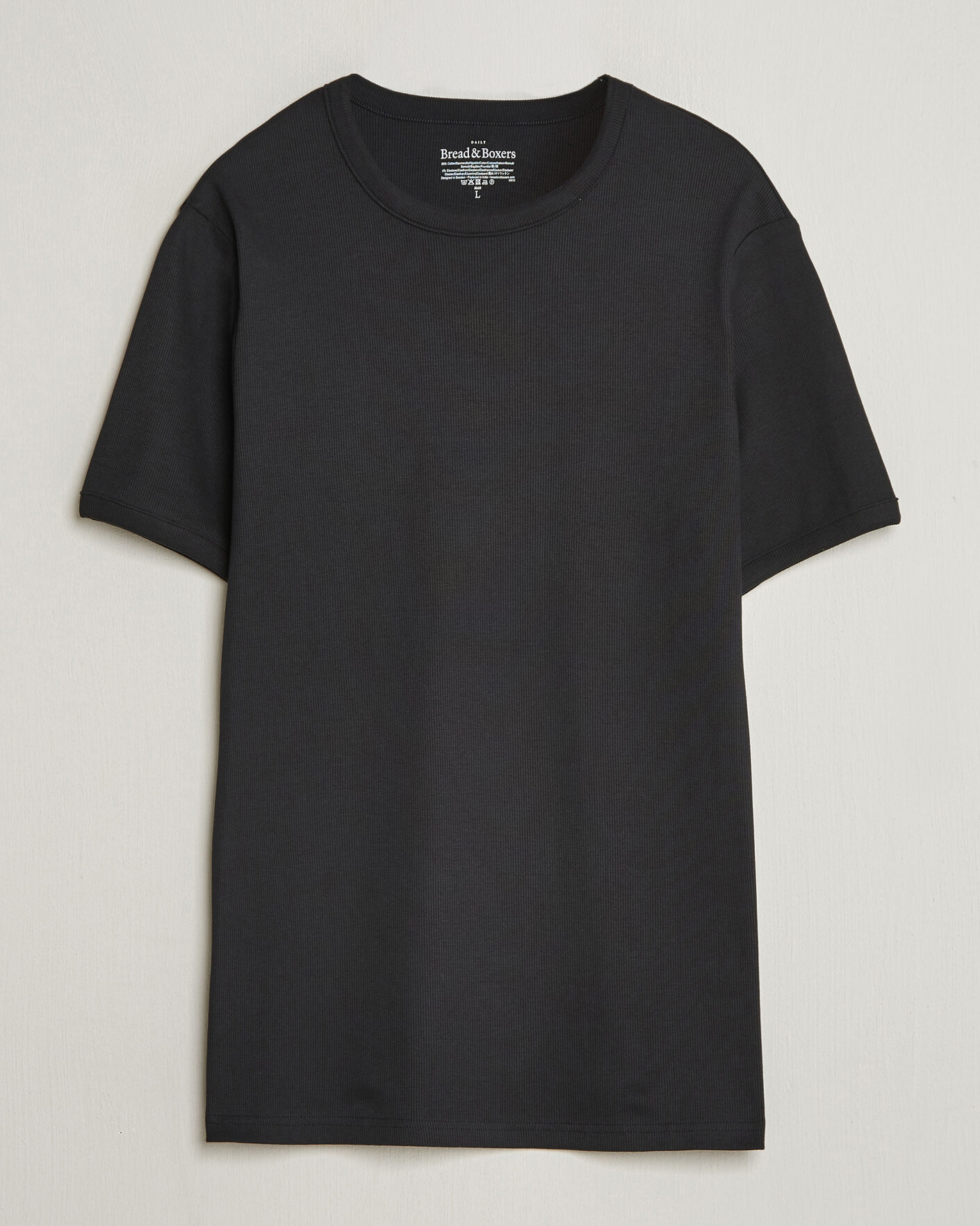 Herr | T-Shirts | Bread & Boxers | Ribbed Crew Neck T-Shirt Black