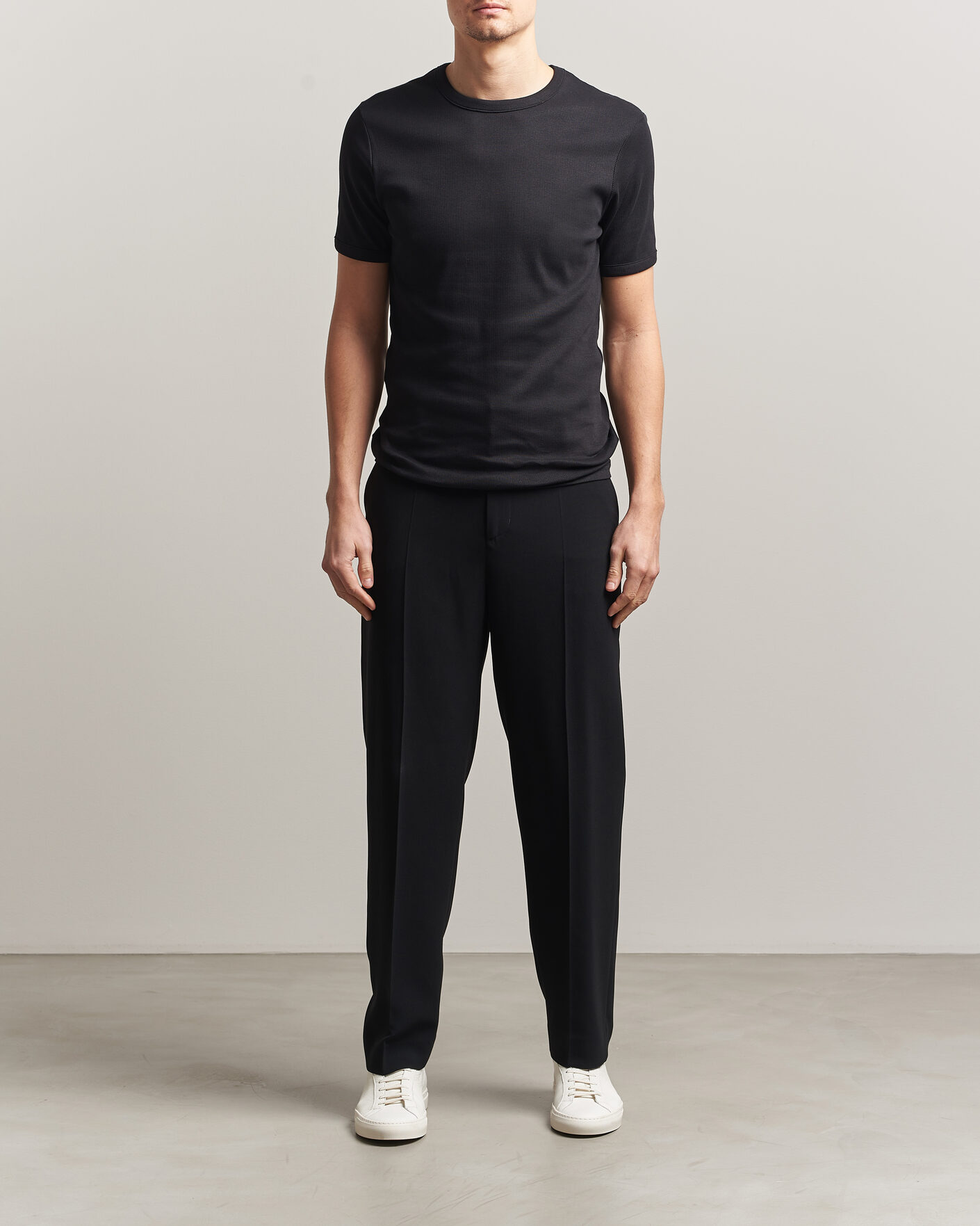 Herr | T-Shirts | Bread & Boxers | Ribbed Crew Neck T-Shirt Black