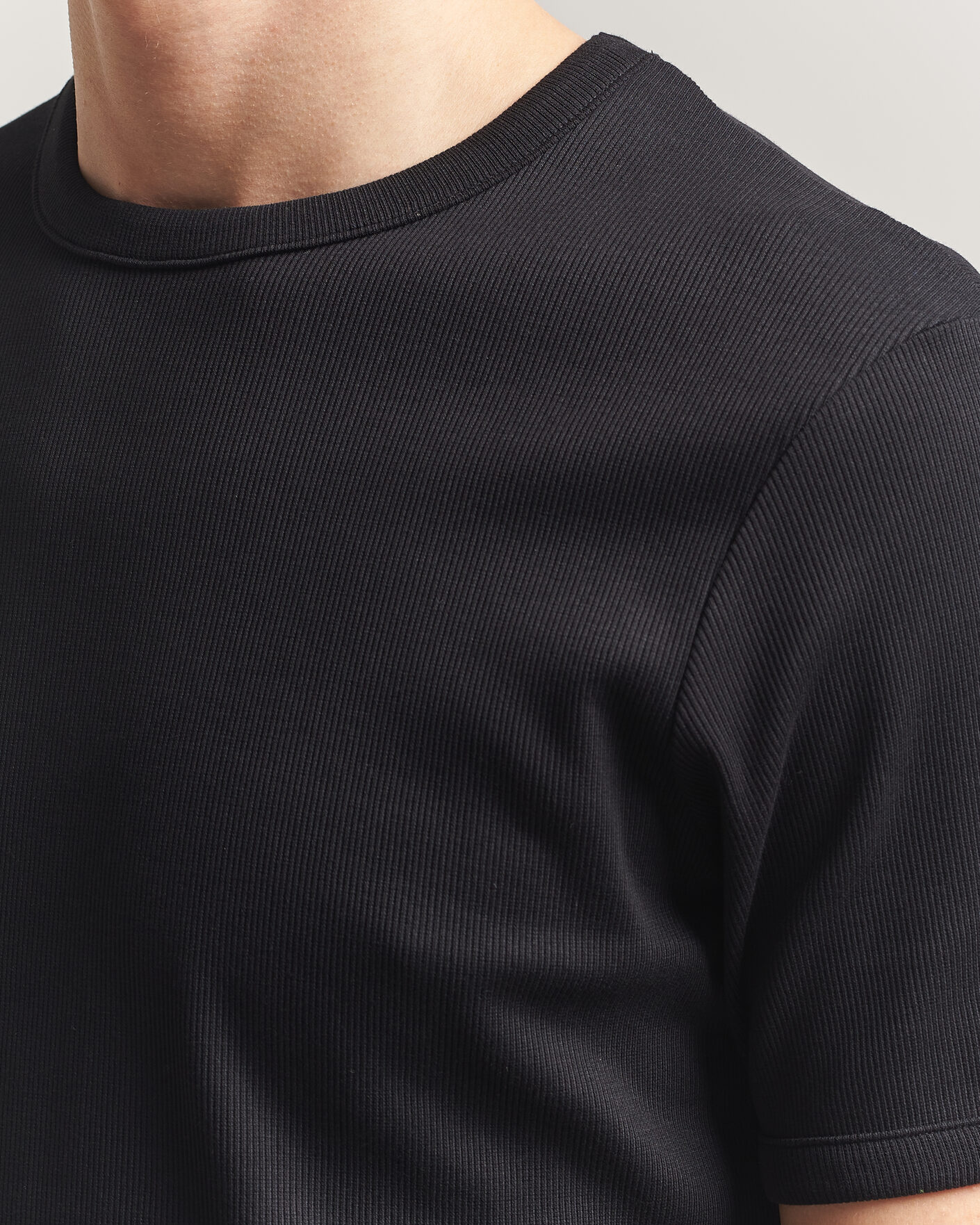 Herr | T-Shirts | Bread & Boxers | Ribbed Crew Neck T-Shirt Black