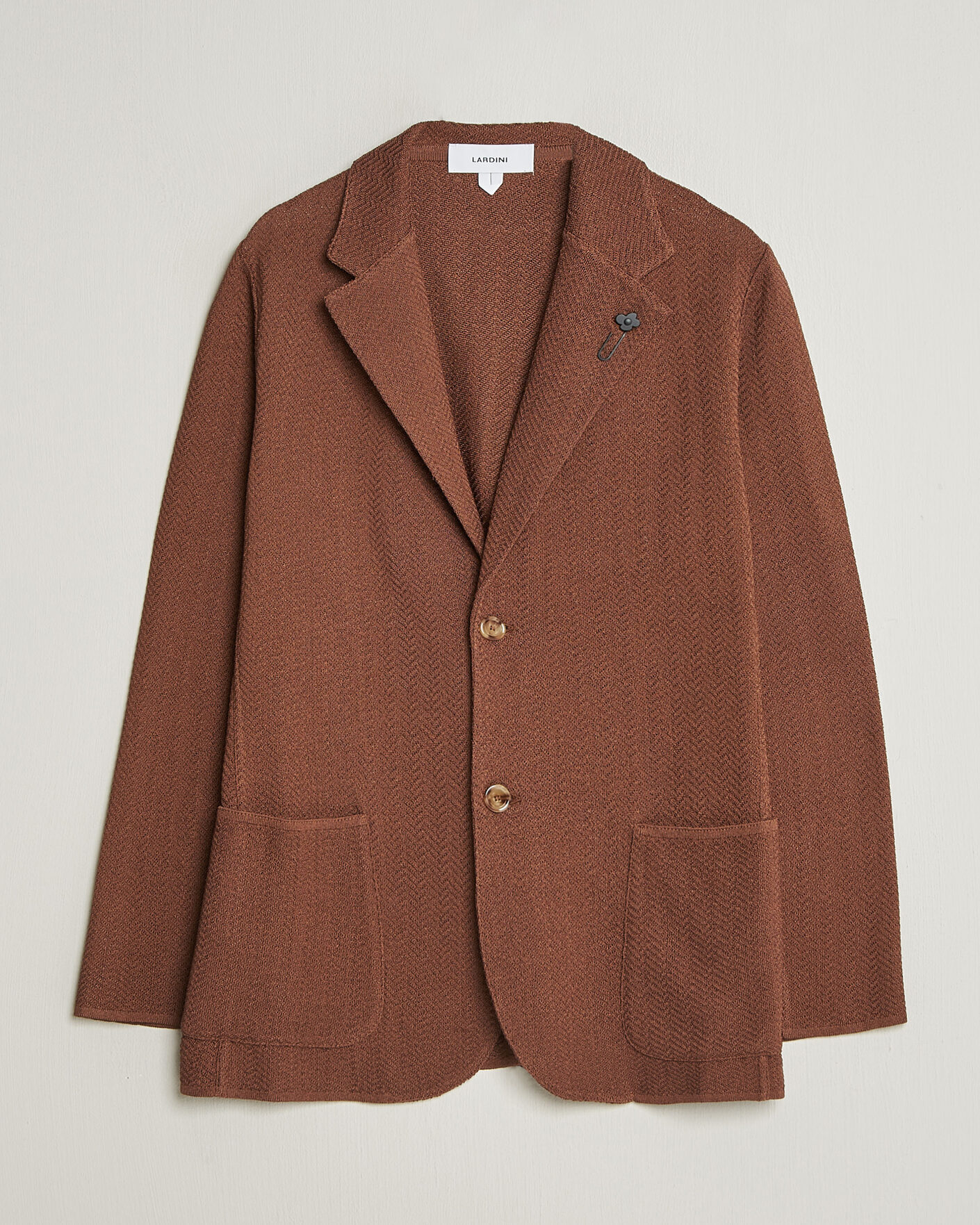 Herr | Kavajer | Lardini | Structured Cotton/Viscose Knit Jacket Brown