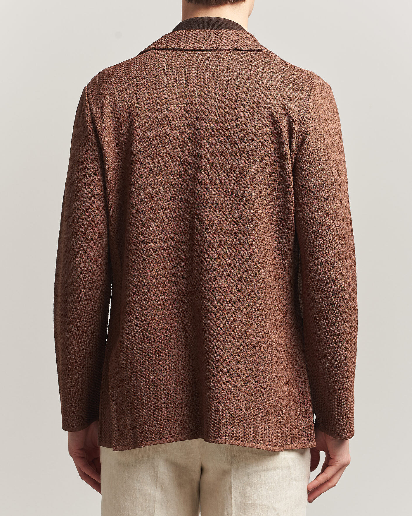 Herr | Kavajer | Lardini | Structured Cotton/Viscose Knit Jacket Brown