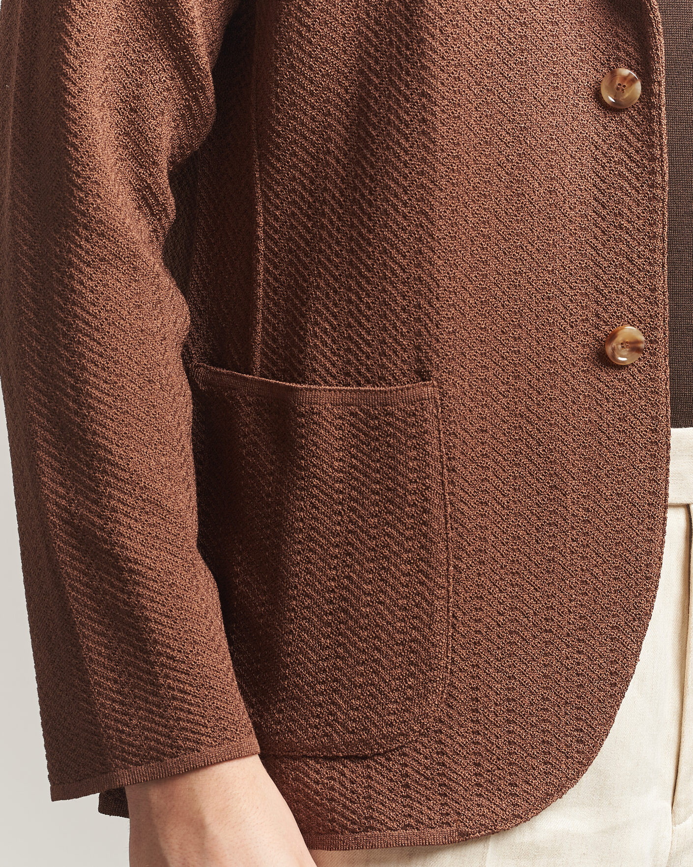 Herr | Kavajer | Lardini | Structured Cotton/Viscose Knit Jacket Brown
