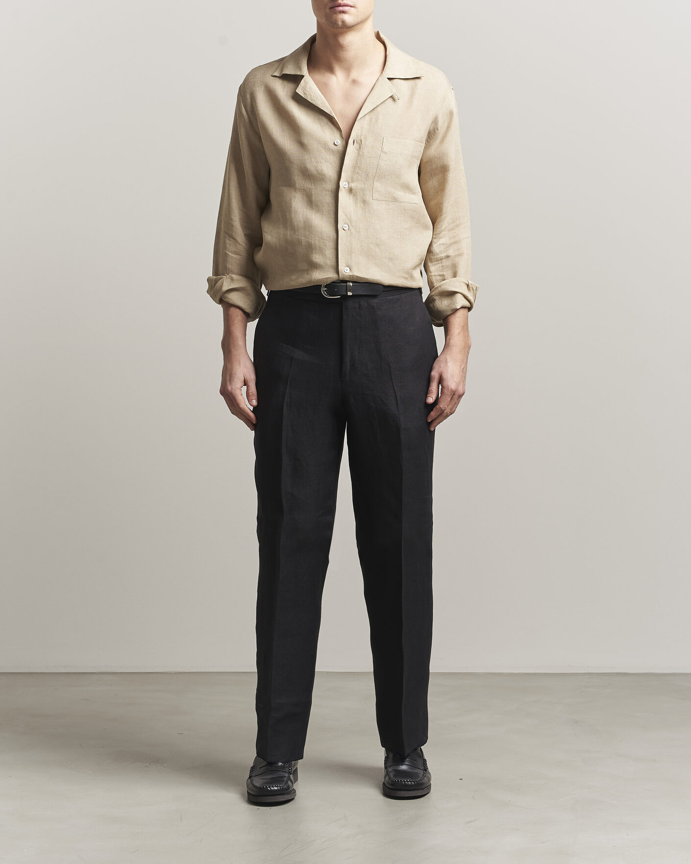 Herr | Skjortor | Lardini | Paul Linen Resort Shirt Beige