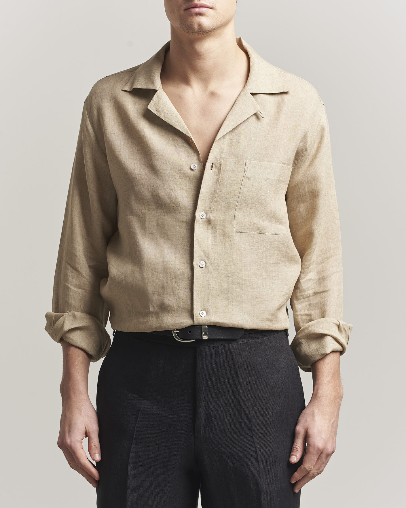 Herr | Skjortor | Lardini | Paul Linen Resort Shirt Beige