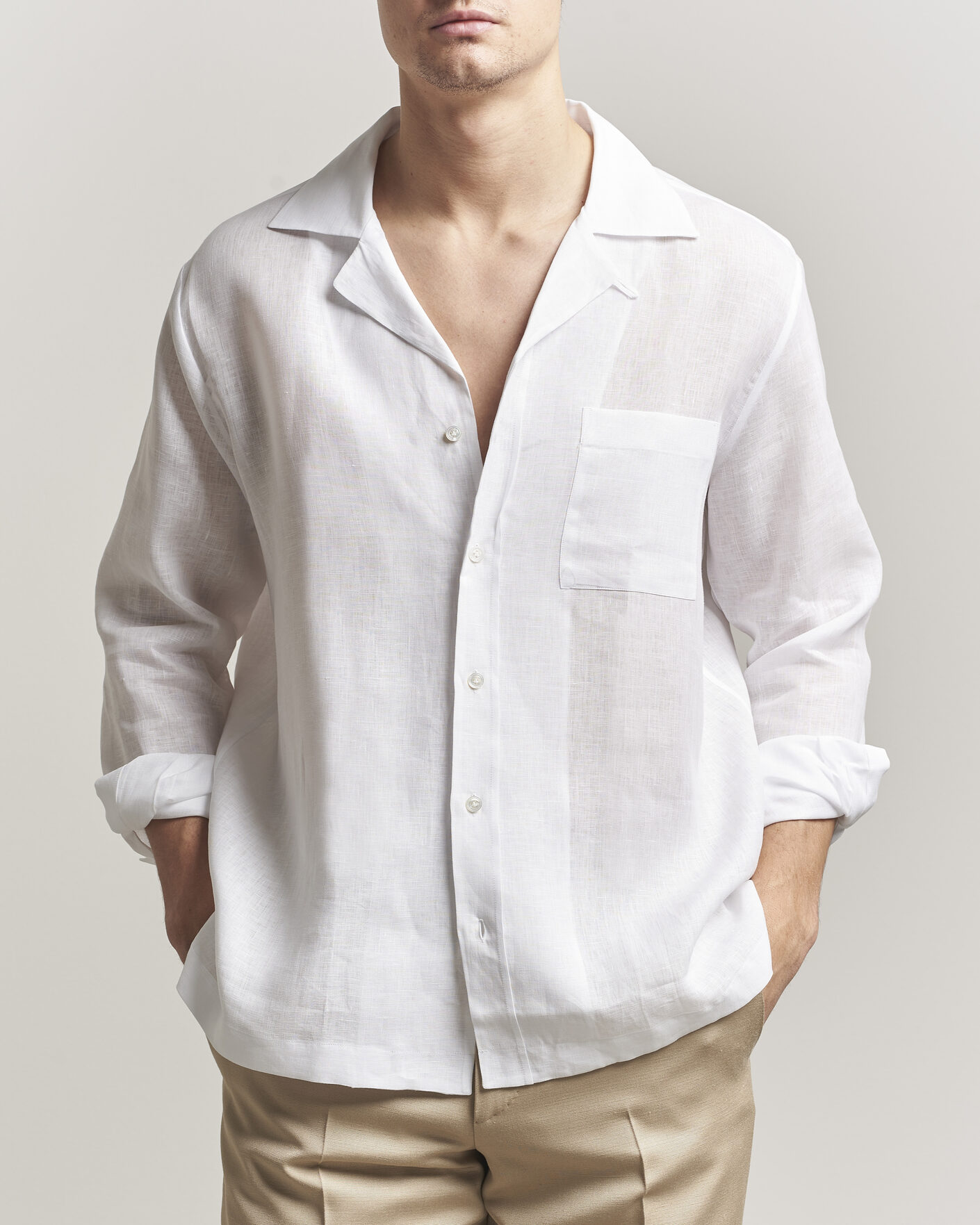 Herr | Skjortor | Lardini | Paul Linen Resort Shirt White