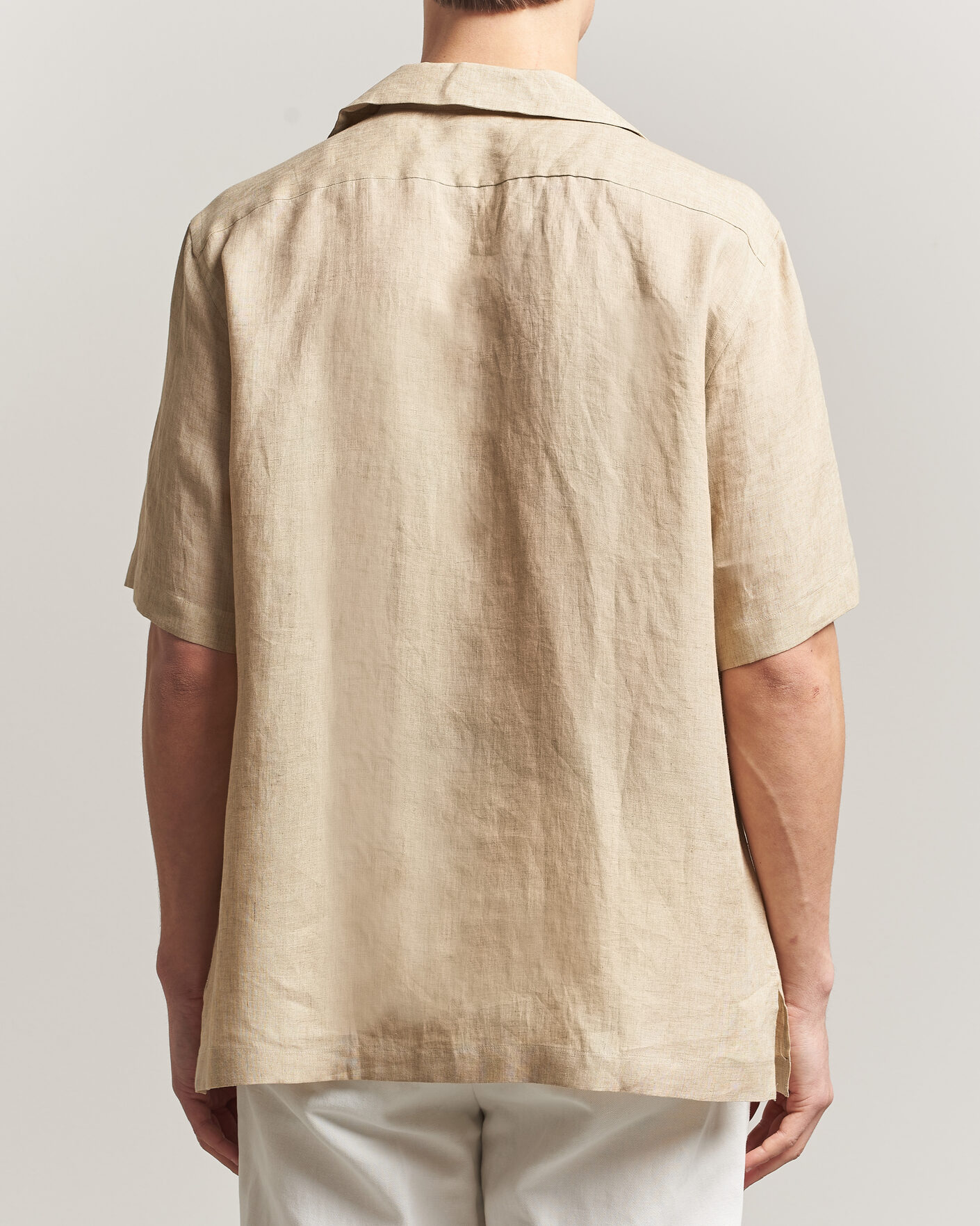 Herr | Skjortor | Lardini | Klop Short Sleeve Linen Resort Shirt Beige