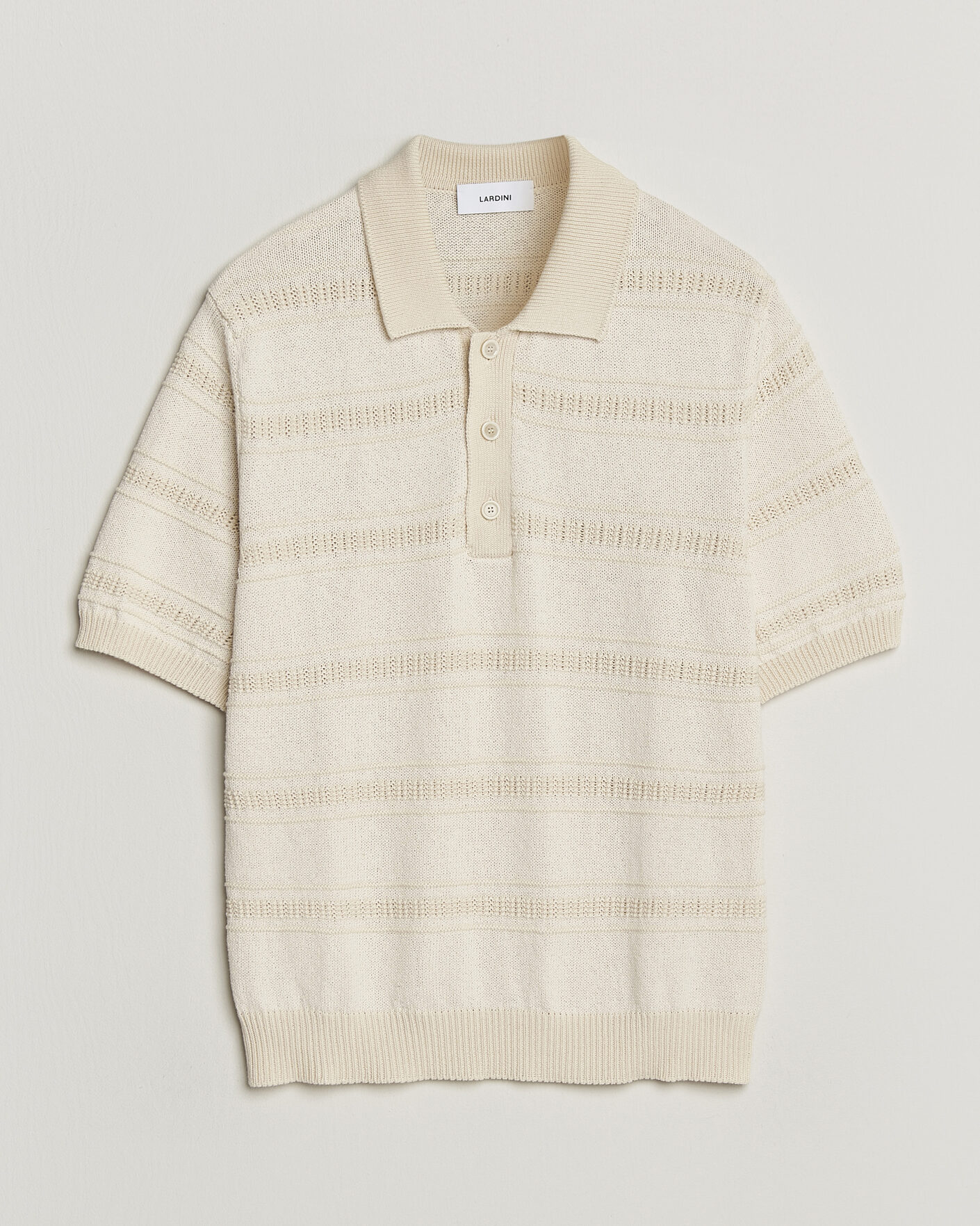 Herr | Pikéer | Lardini | Strcture Knitted Organic/Recycled Cotton Polo White