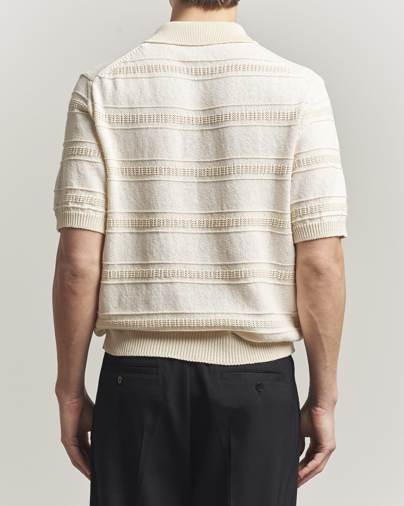 Herr | Pikéer | Lardini | Strcture Knitted Organic/Recycled Cotton Polo White