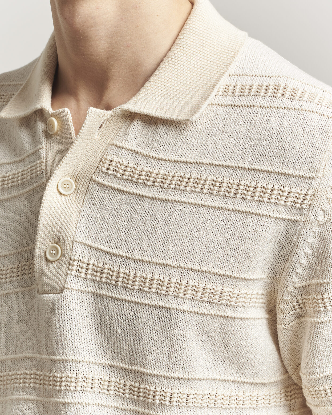 Herr | Pikéer | Lardini | Strcture Knitted Organic/Recycled Cotton Polo White