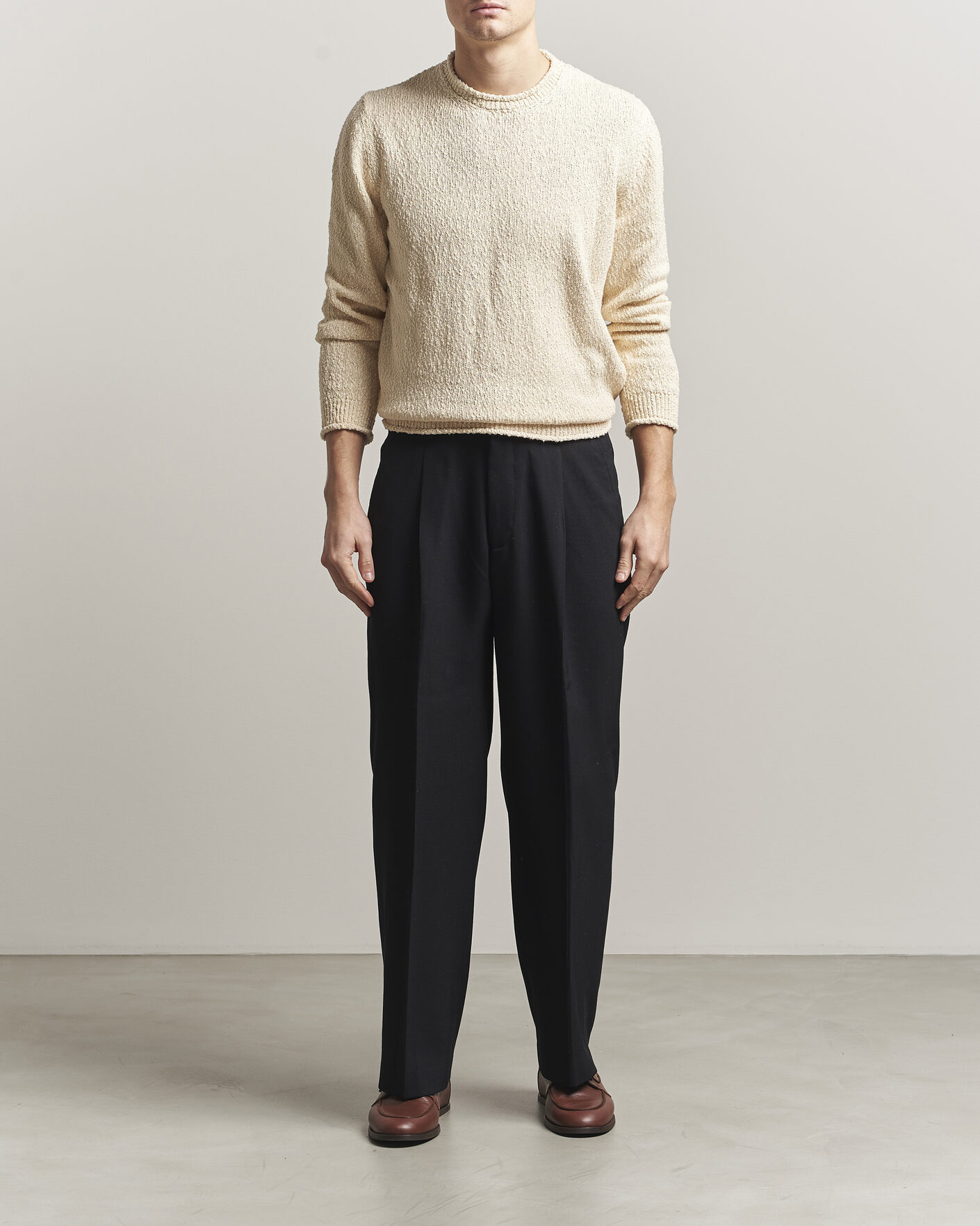 Herr | Tröjor | Lardini | Organic Cotton Crew Neck Natural
