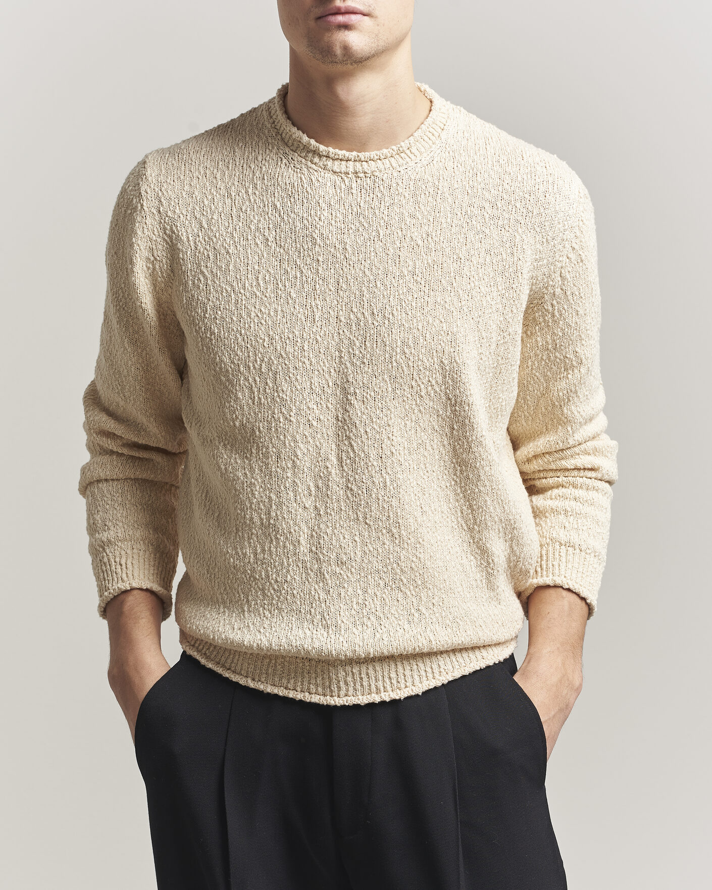 Herr | Tröjor | Lardini | Organic Cotton Crew Neck Natural