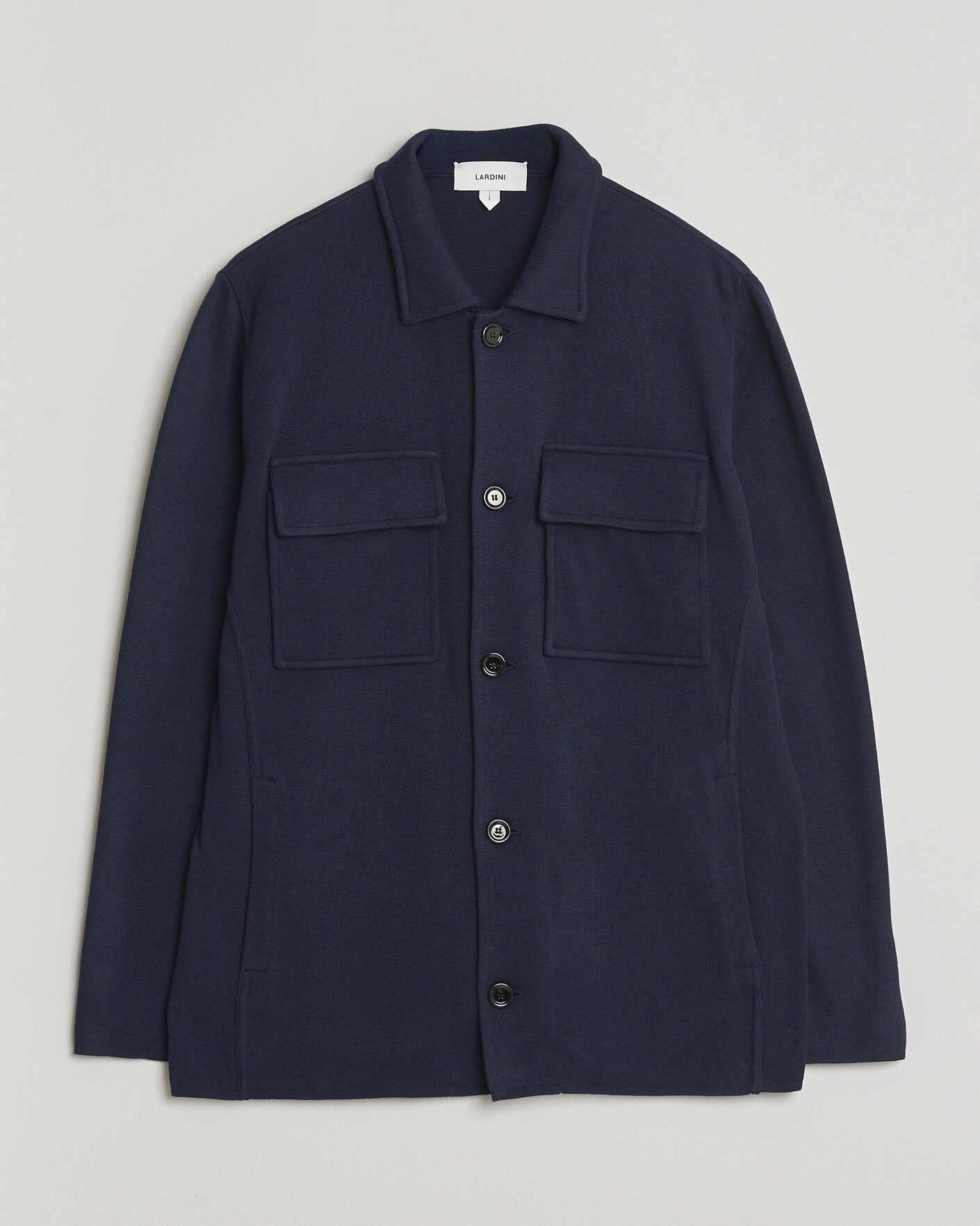Herr | Kavajer | Lardini | Knitted Cotton Pocket Shirt Jacket Navy