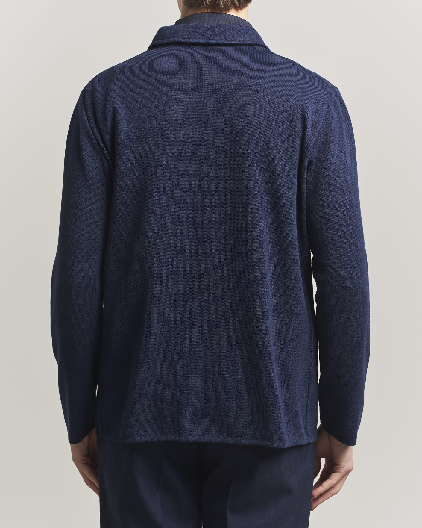 Herr | Kavajer | Lardini | Knitted Cotton Pocket Shirt Jacket Navy