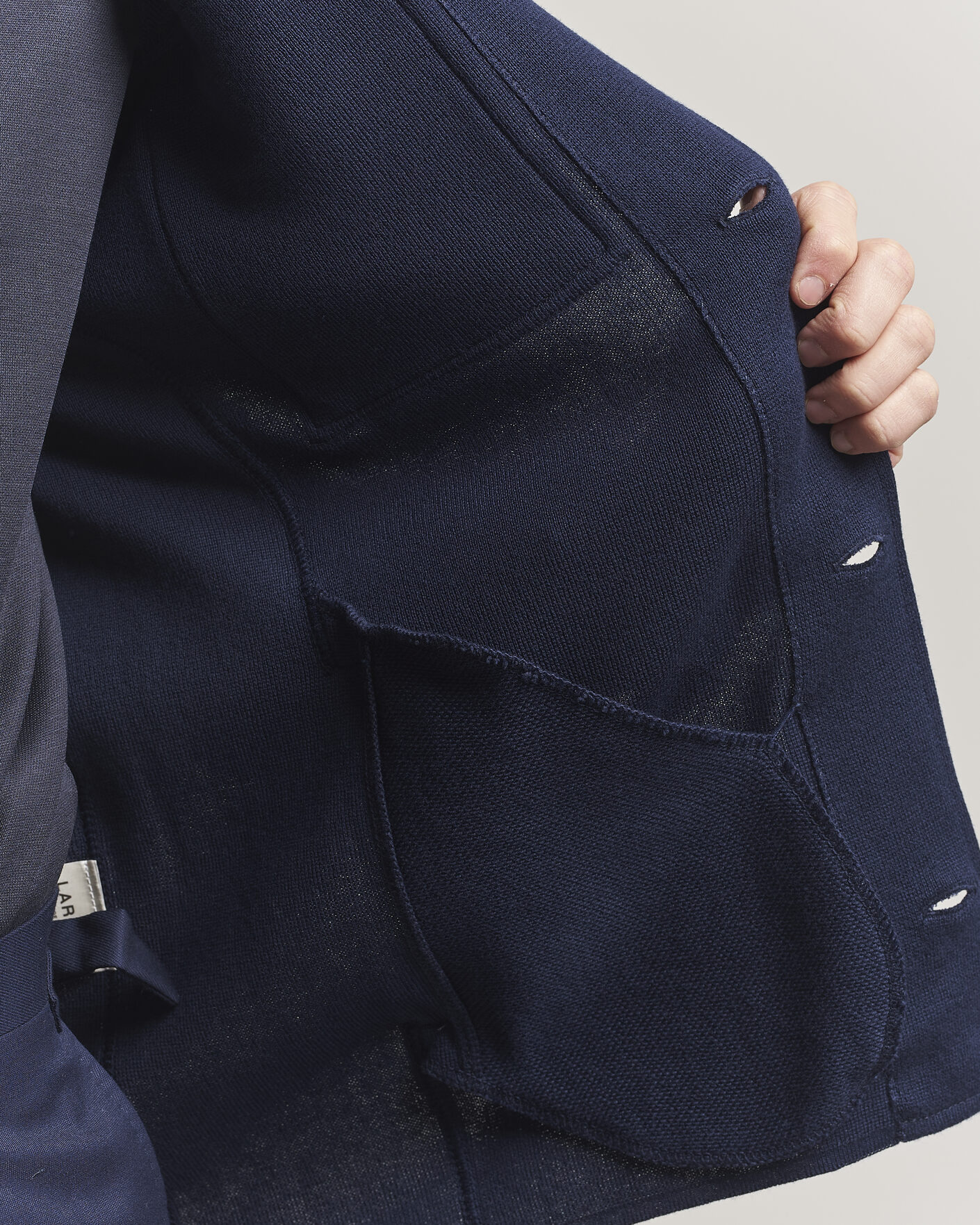 Herr | Kavajer | Lardini | Knitted Cotton Pocket Shirt Jacket Navy
