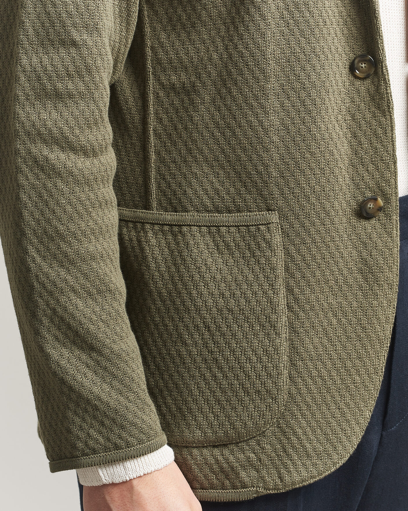Herr | Kavajer | Lardini | Knitted Structure Cotton Blazer Green