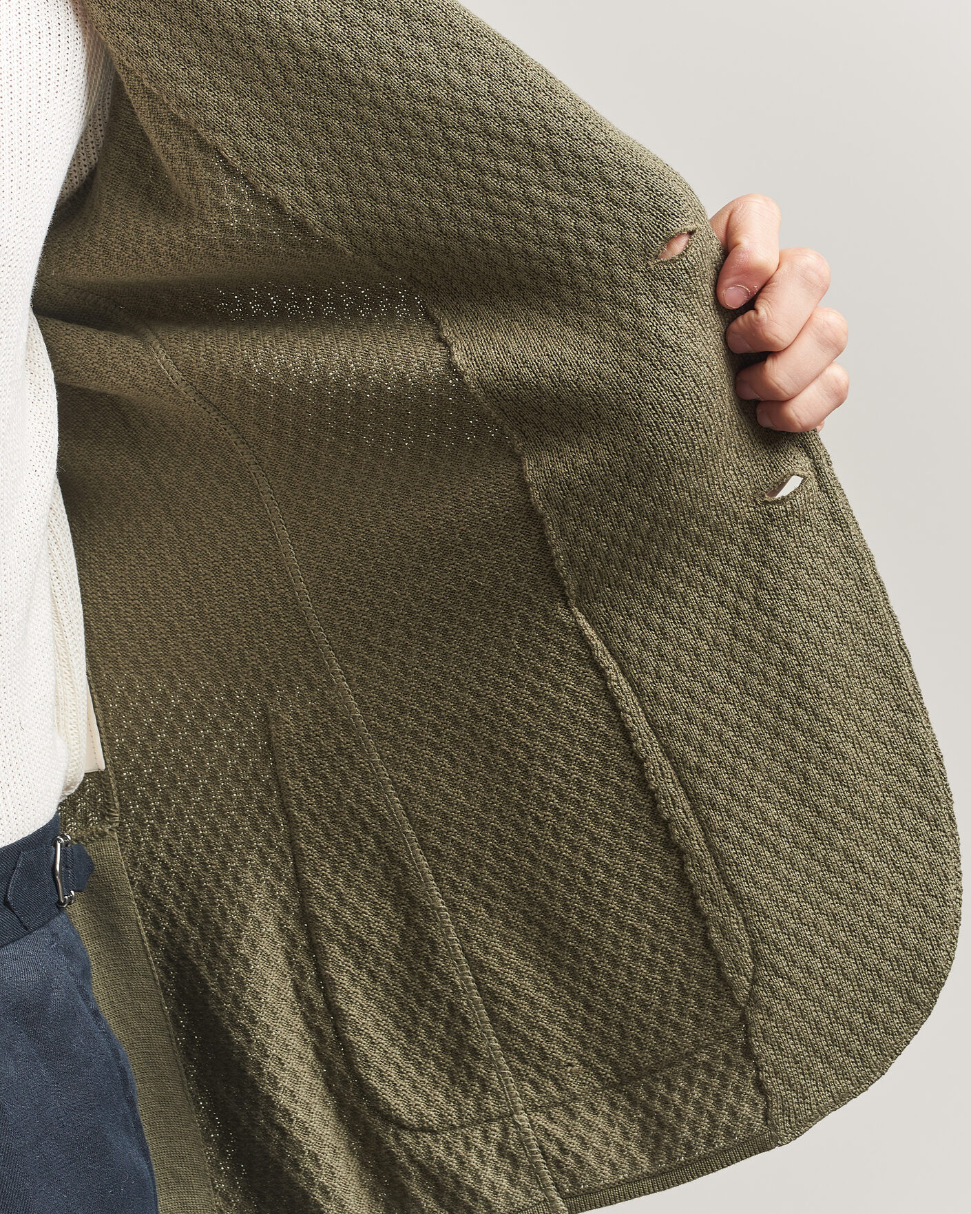 Herr | Kavajer | Lardini | Knitted Structure Cotton Blazer Green