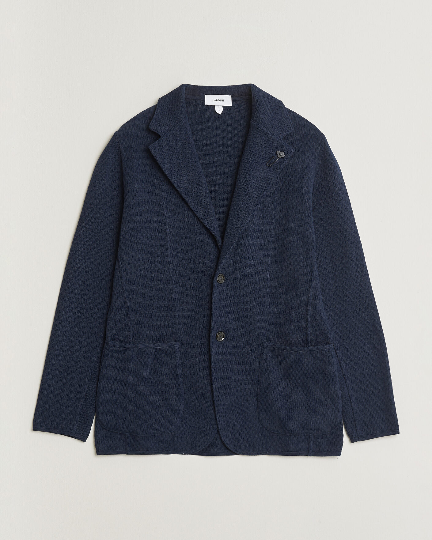 Herr | Kavajer | Lardini | Knitted Structure Cotton Blazer Navy