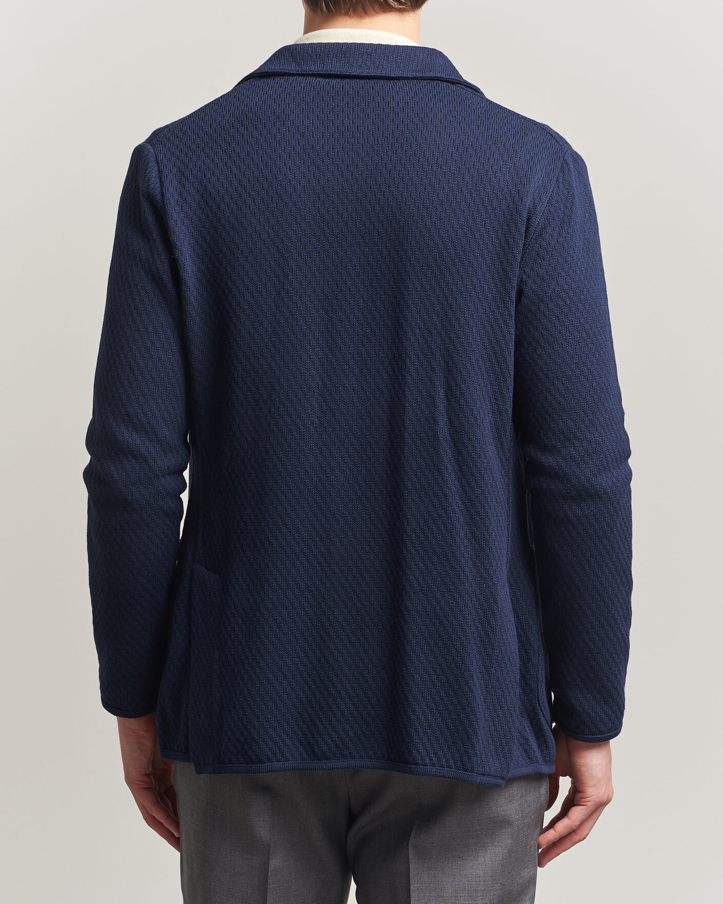 Herr | Kavajer | Lardini | Knitted Structure Cotton Blazer Navy