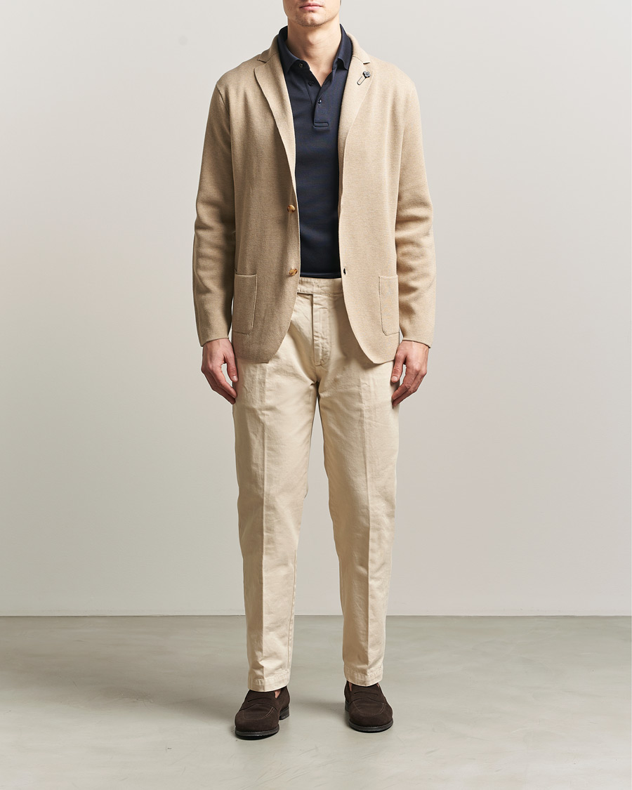 Herr | Kavajer | Lardini | Knitted Cotton Blazer Beige