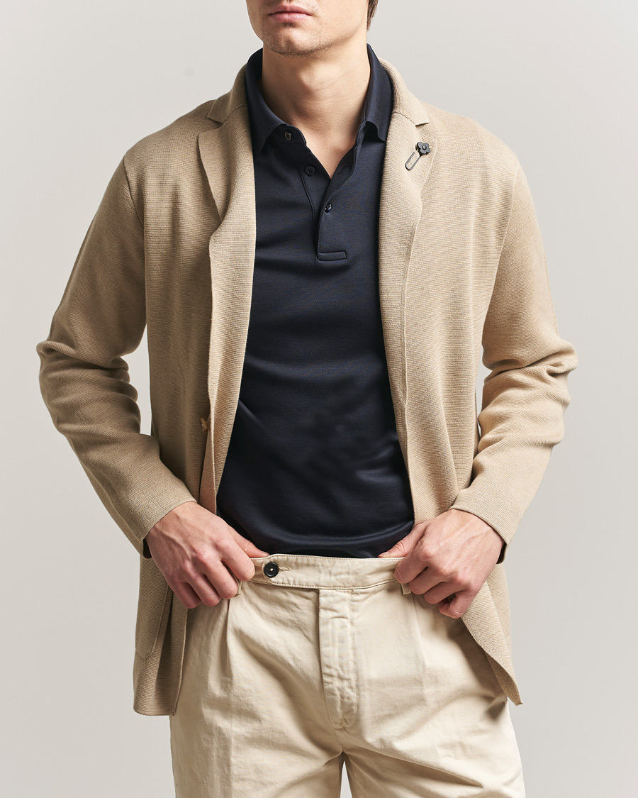 Herr | Kavajer | Lardini | Knitted Cotton Blazer Beige